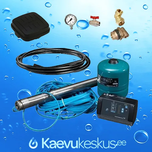 Puurkaevupumba komplekt süvaveepumbaga Grundfos SQE 2-55 3″ 0,69kW 230V sagedusmuunduriga