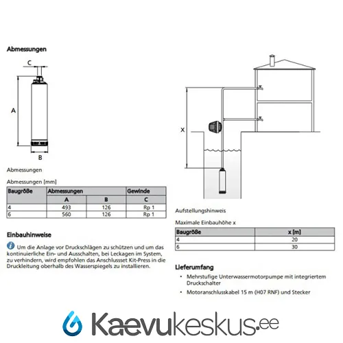 Salvkaevupump KSB Ixo-Pro 6, 1,2kW 6bar (veeautomaat salvkaevu)
