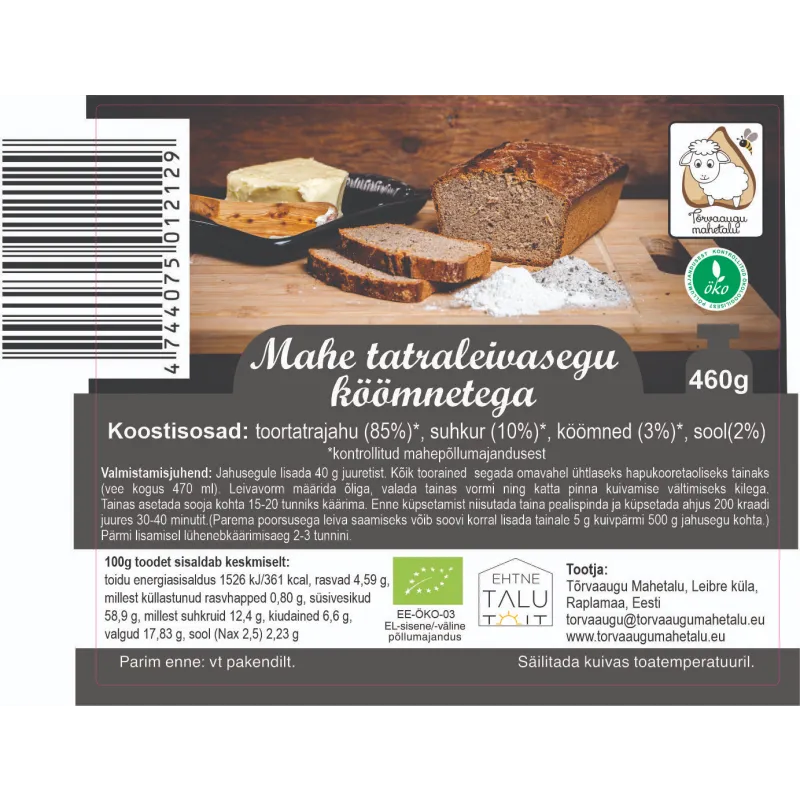 Organic buckwheat bread mix with cumin 460g