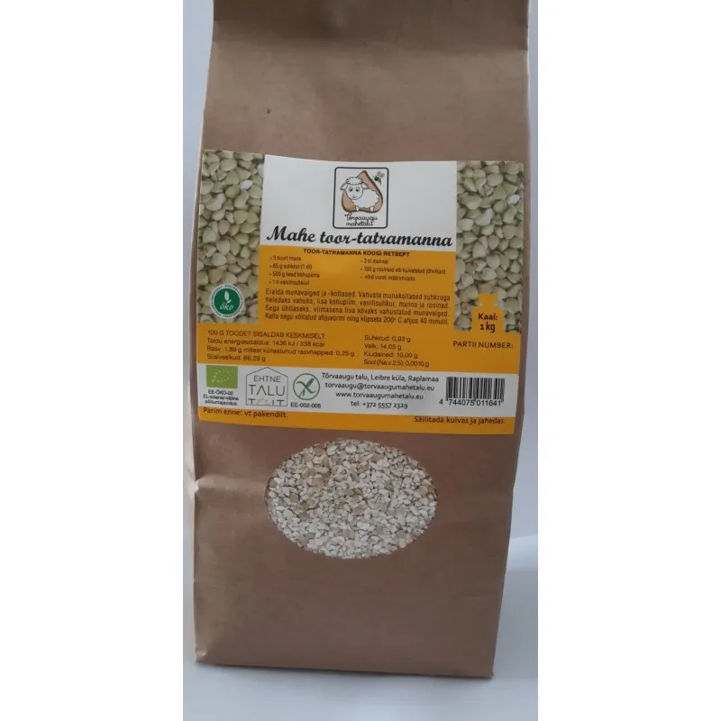 Organic raw buckwheat semolina 10 kg