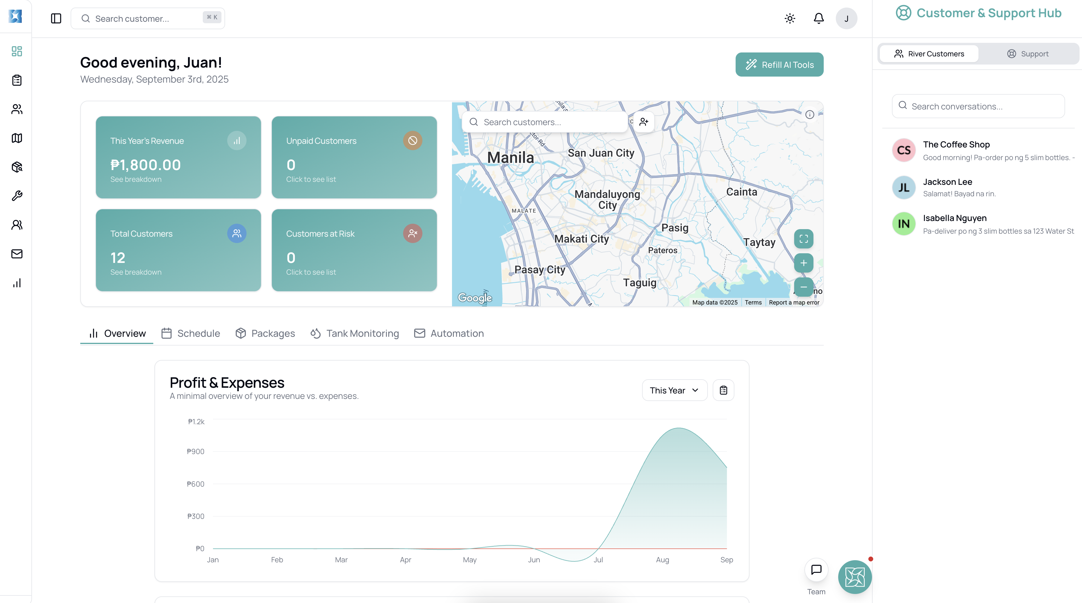 Smart Refill Dashboard on multiple devices