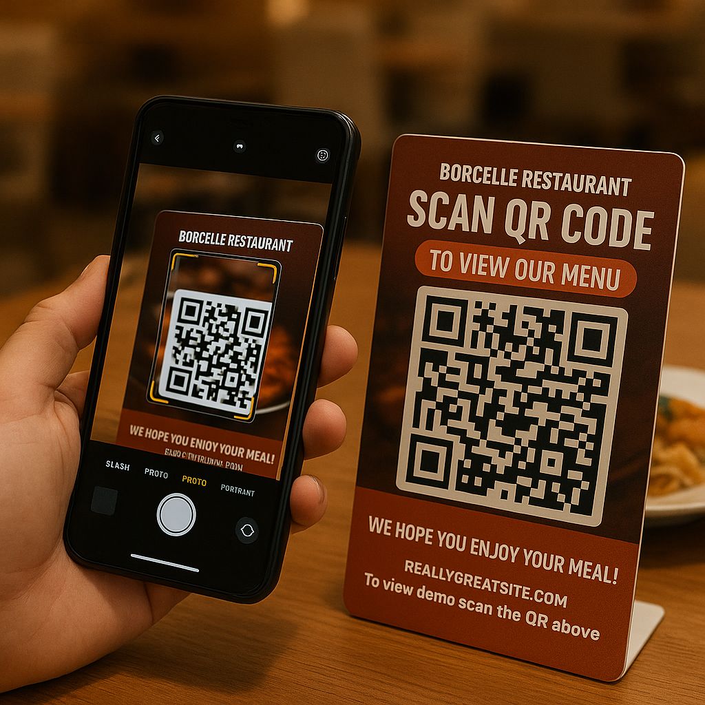 Customers scan the QR Code using their phone.