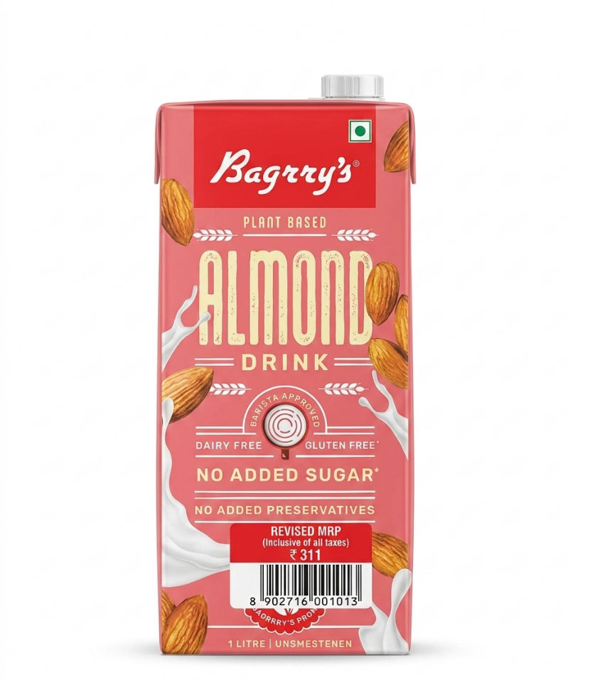 BAGRRYS PLANT BASED ALMOND DRINK NO ADDED SUGAR 1L