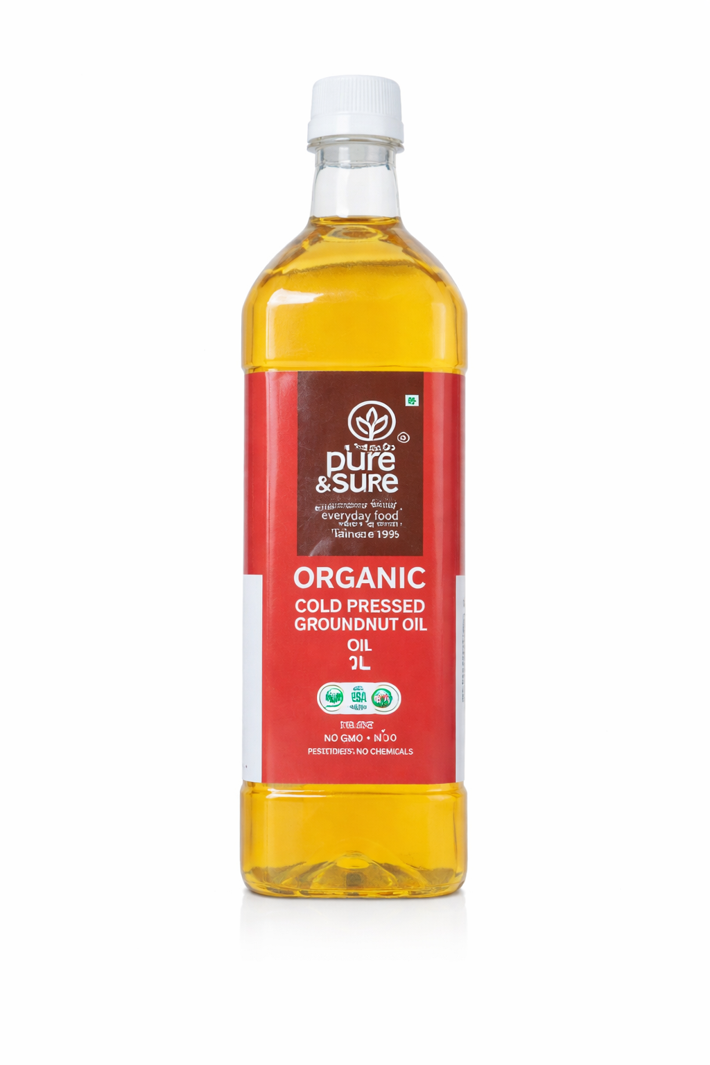 PURE SURE ORGANIC  COLD PRESEEDS GROUNDNUT OIL 1 LT