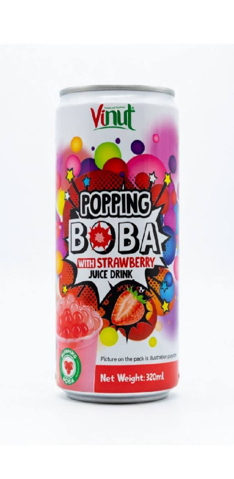 VINUT POPPING BOBA STRAWBERRY JUICE DRINK 320ML