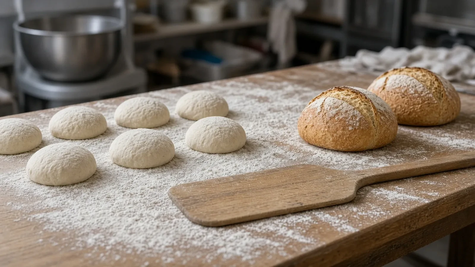 Bread Baking Class RSVP Website: Bench Seats, Dough Portions, and a Flour Line