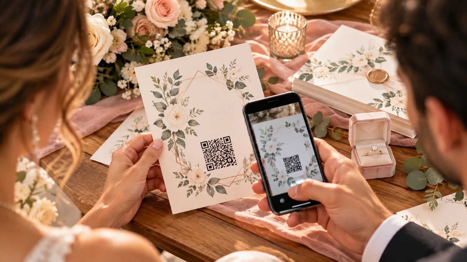 QR Code on Save the Date Cards for Wedding RSVPs