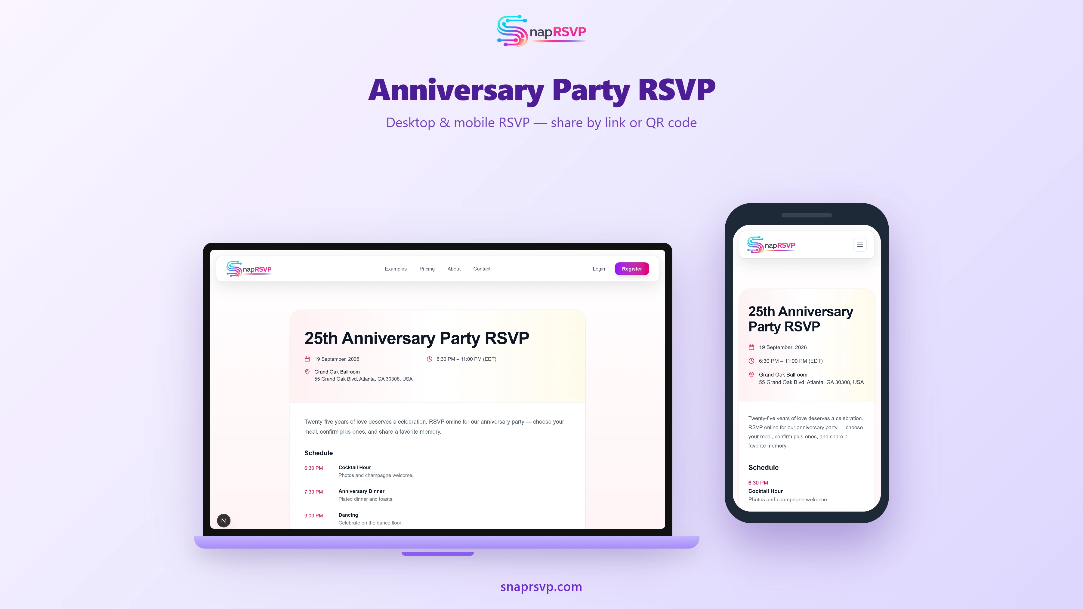 Anniversary Party RSVP Website for Milestone Celebrations