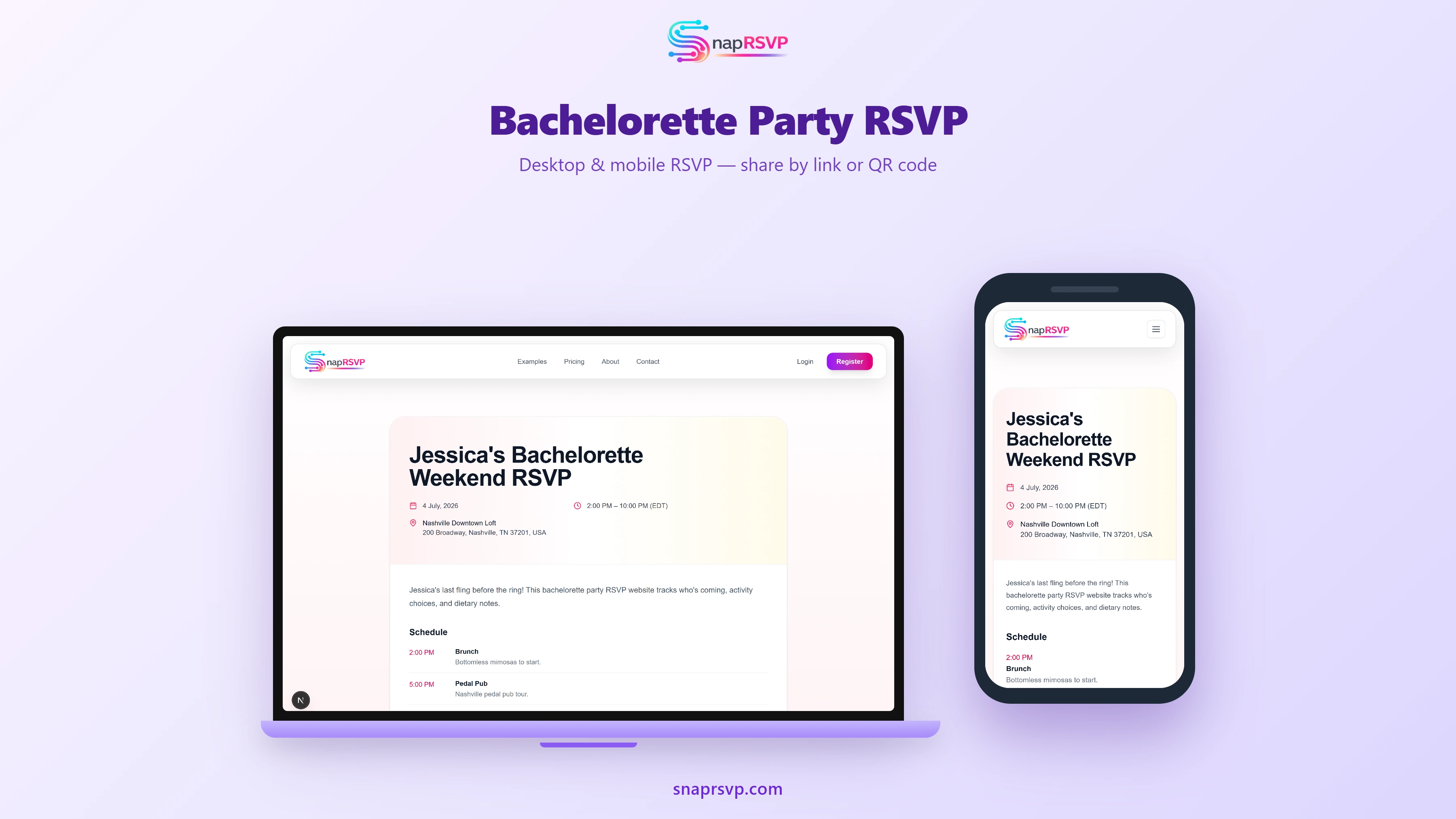 Bachelorette Party RSVP Online: Trips, Budget & Headcount