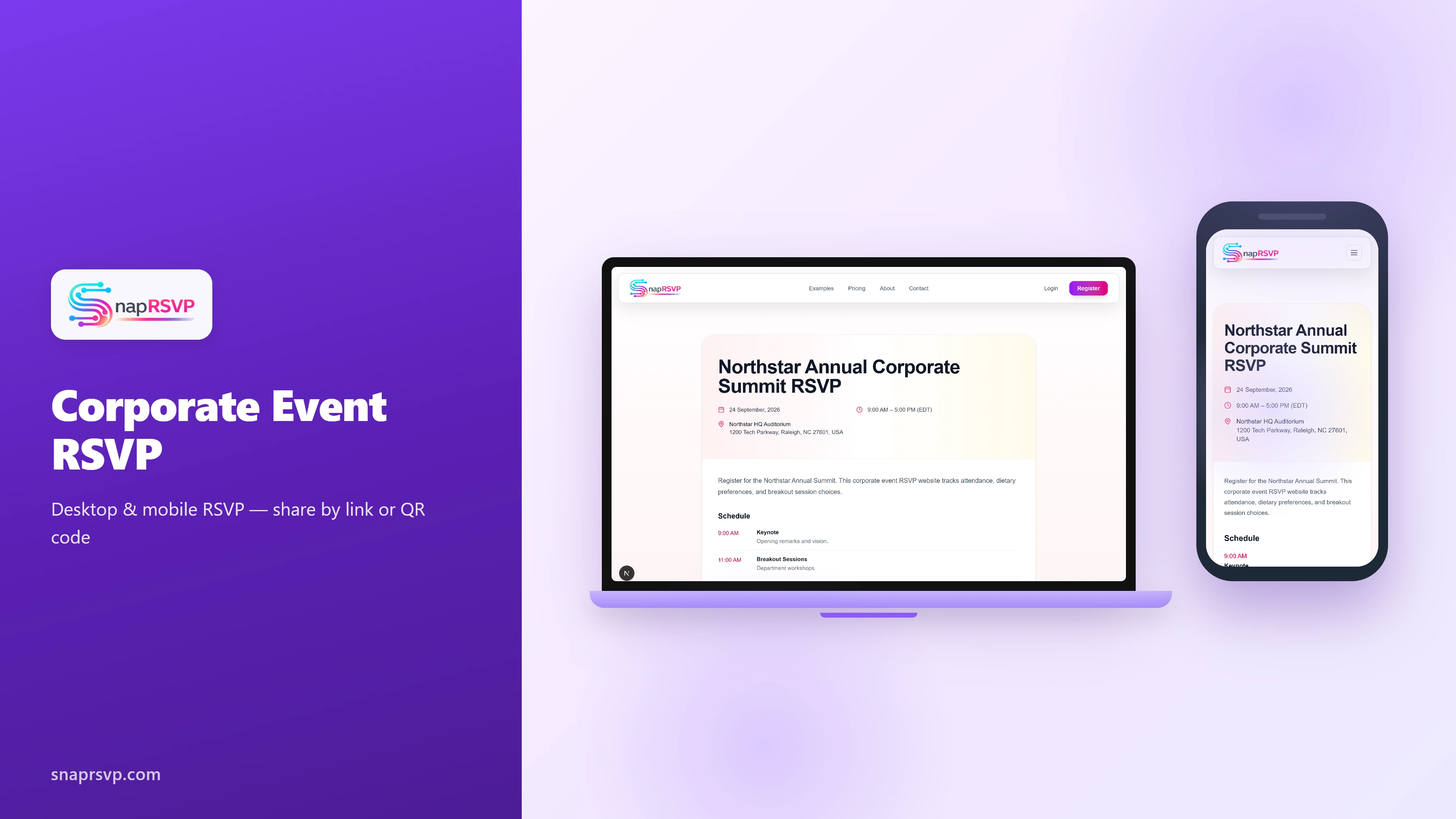 Corporate Event RSVP Website for Work Functions