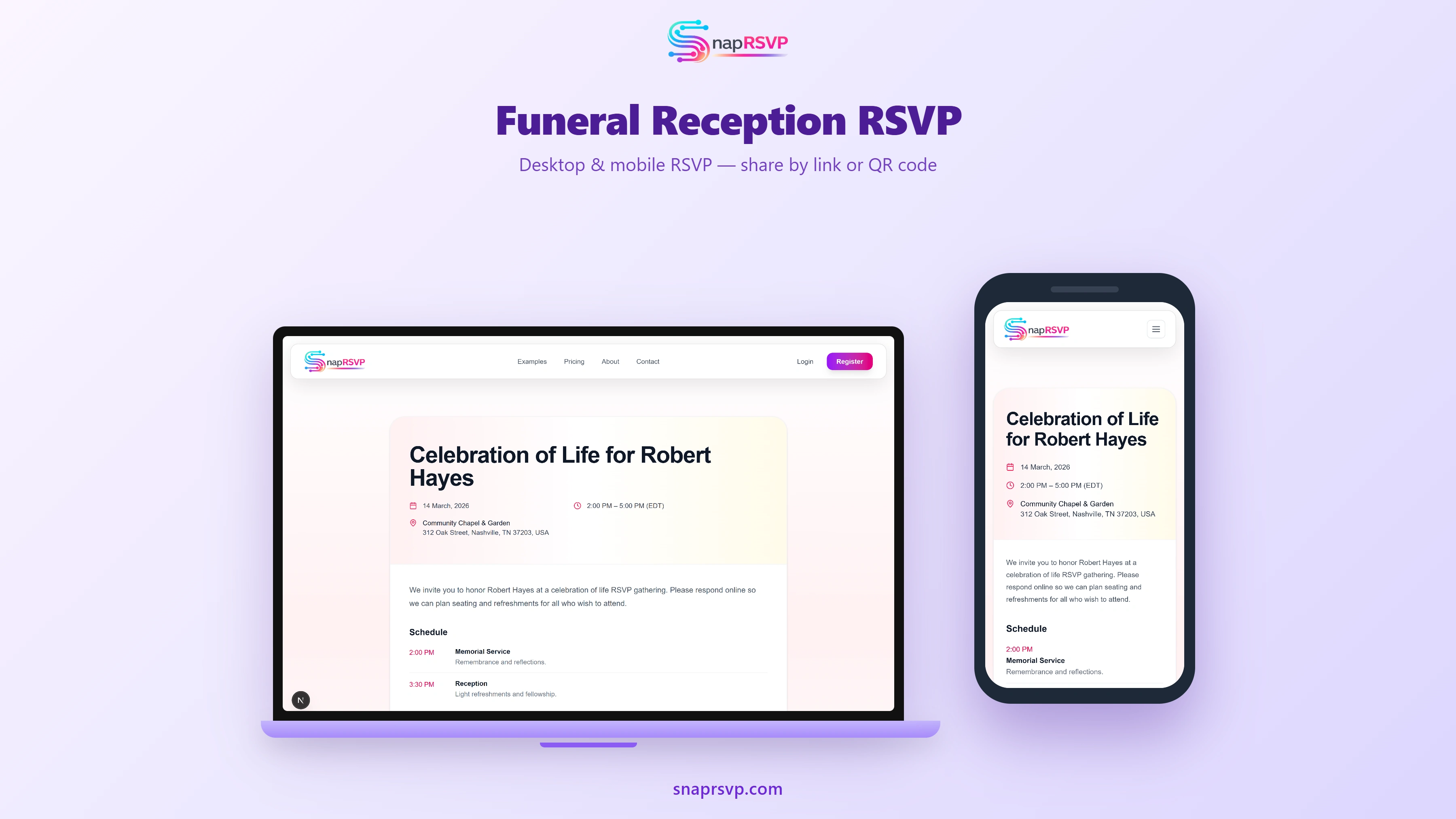 Funeral Reception RSVP: Guest Count for Family Meals