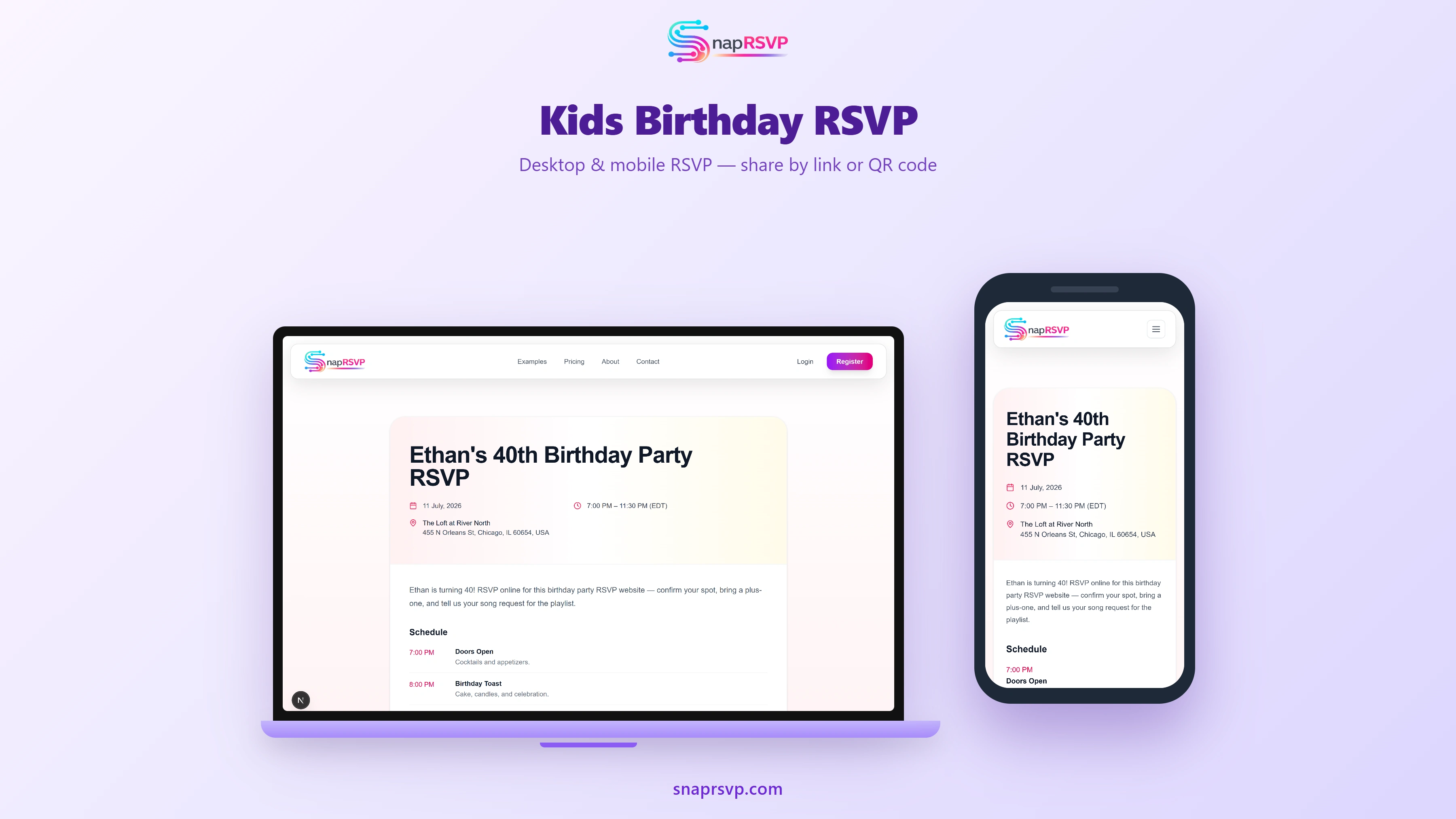 Kids Birthday Party RSVP Website Without Paper Cards