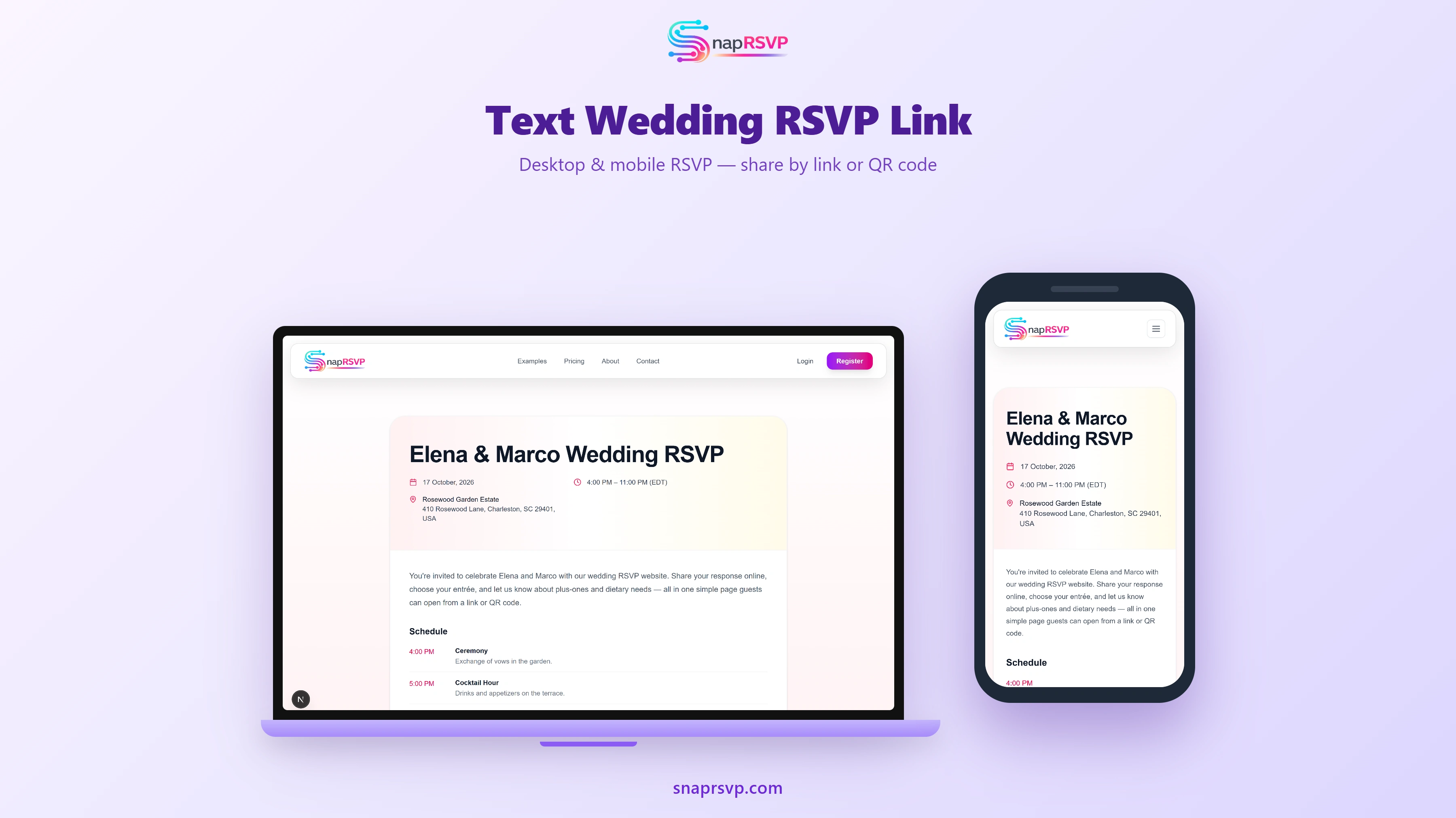 Text Message Wedding RSVP Link Wording for Guests