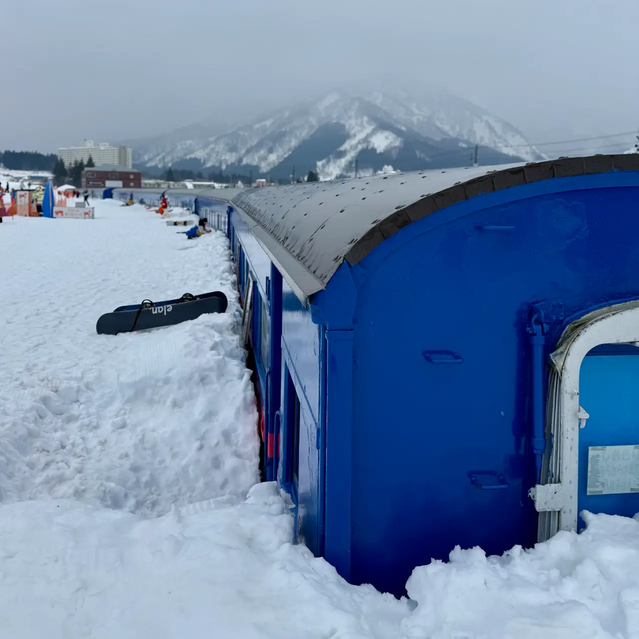 Yuzawa Nakazato Snow Resort - These defunct blue train carriages are a feature o…