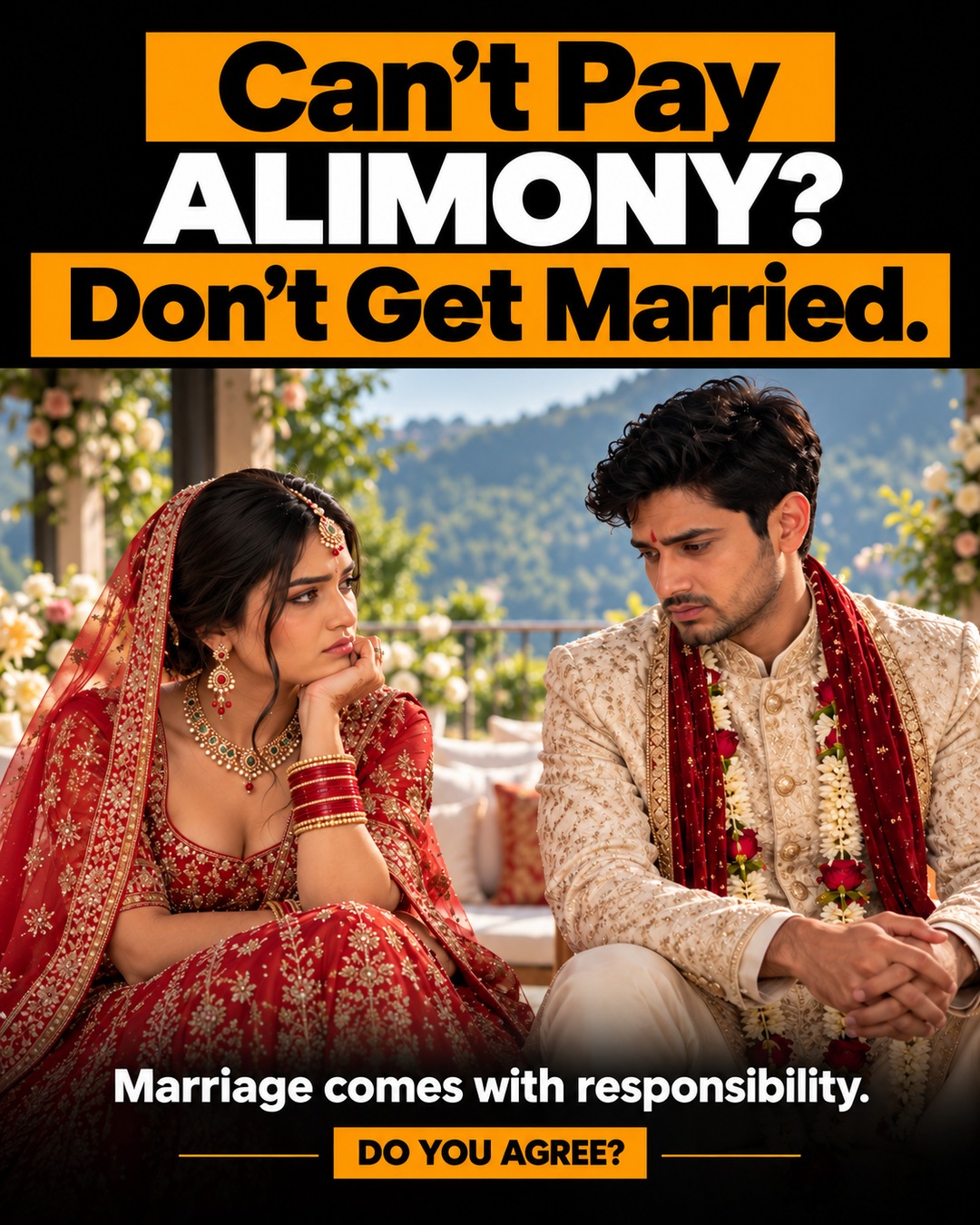 “Can’t pay alimony? Don’t get married.”

Do you agree with this statement, or is it too simplistic? Share your views respectfully. 💬

#Alimony #Marriage #Divorce #Relationships #MarriageDebate