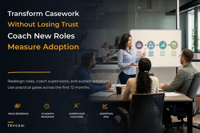Change-management playbook for digital transformation in casework operations