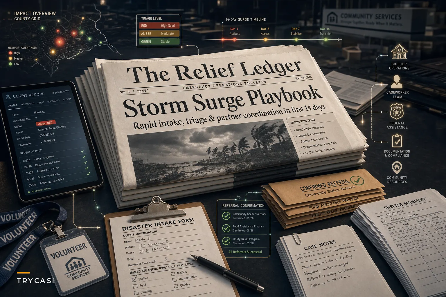 Disaster‑Surge Playbook for Case Management: Rapid Intake, Outreach, and Partner Coordination After Major Storms