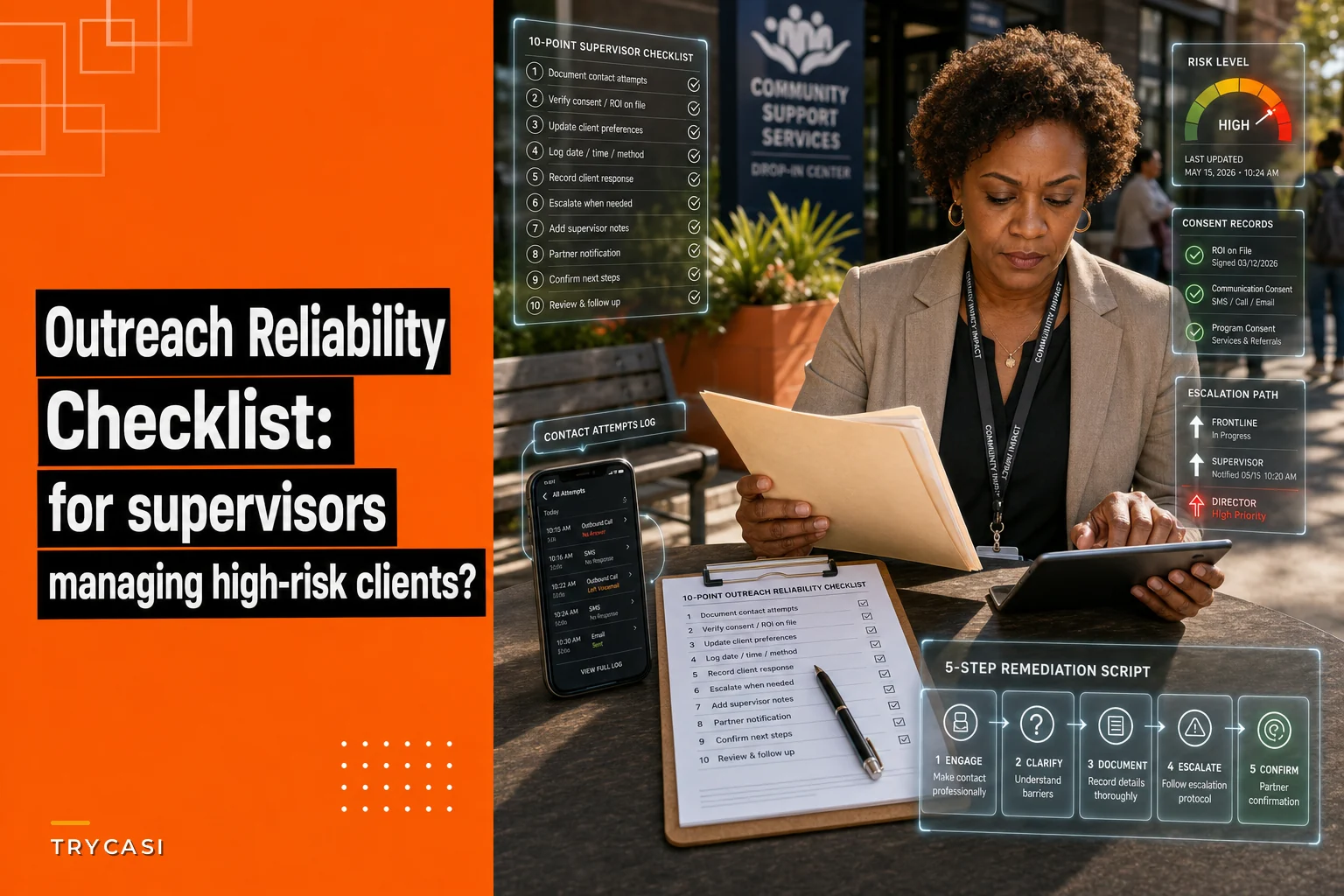 Outreach reliability checklist for supervisors managing high-risk clients