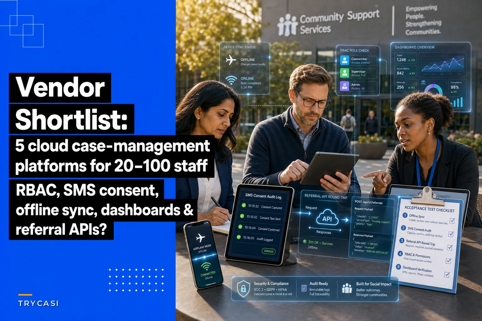 Procurement Shortlist: 5 Cloud Case‑Management Platforms for Medium Social‑Service Agencies (RBAC, SMS consent, offline mobile, outcome dashboards, referral APIs)