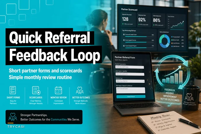 Quick referral feedback loop: short partner forms, scorecards and a monthly review routine