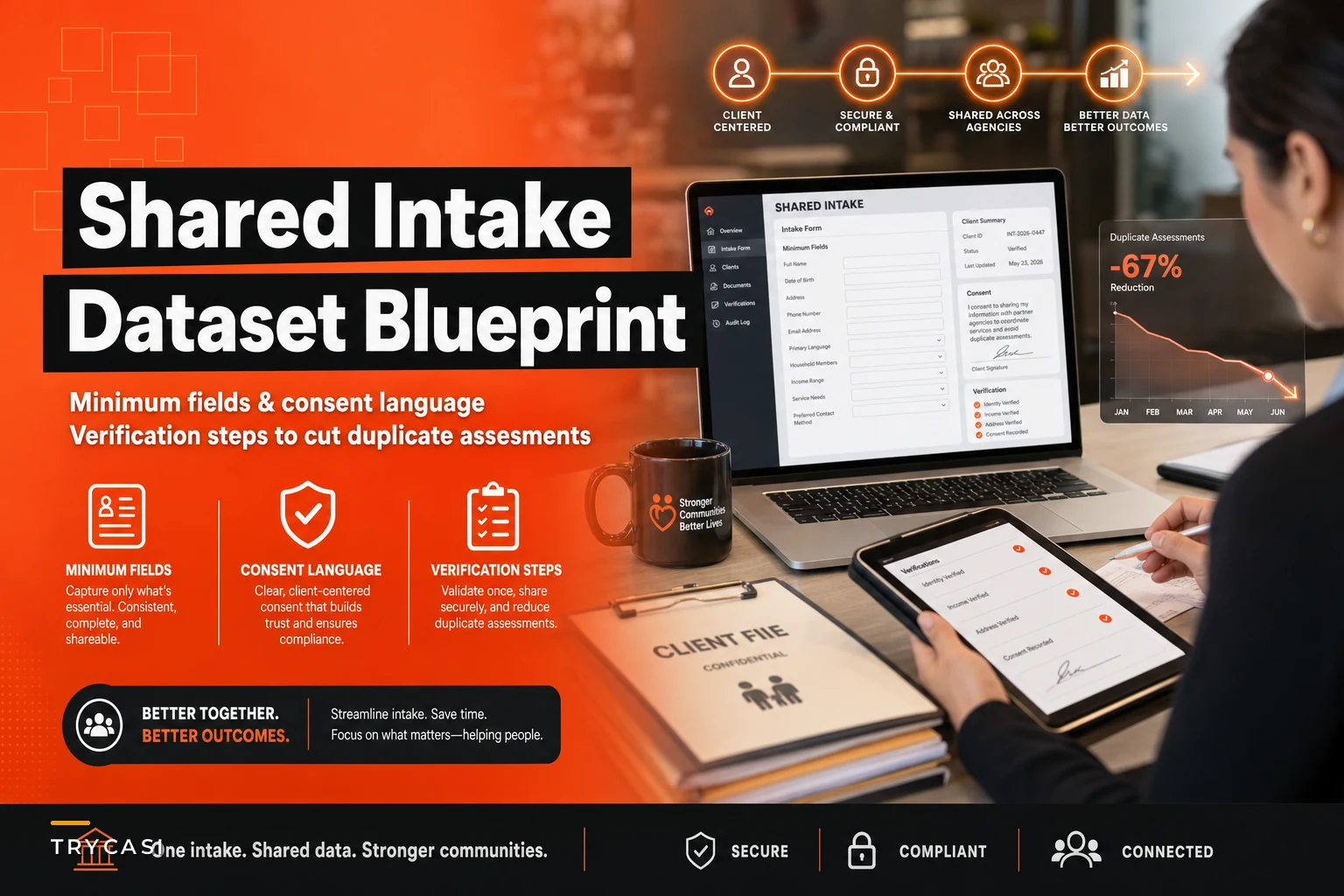 Shared intake dataset blueprint: minimum fields, consent language and verification steps to cut duplicate assessments
