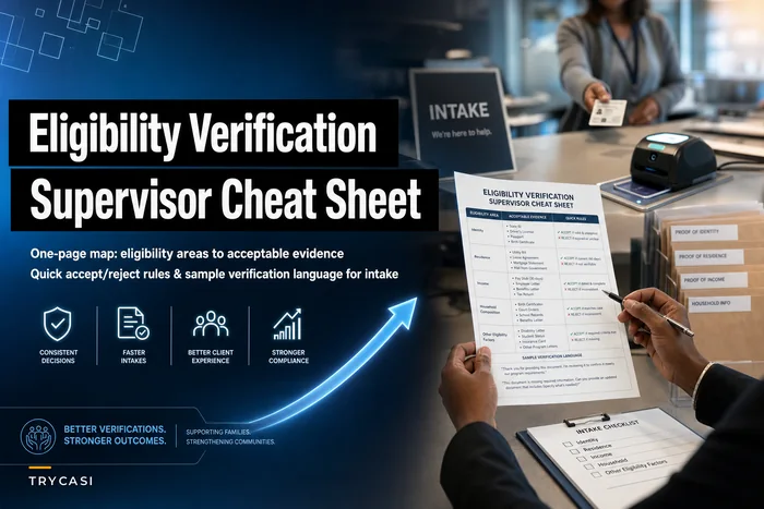 Supervisor cheat-sheet for verifying eligibility evidence at intake