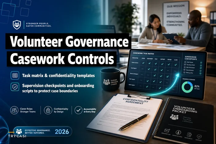 Volunteer governance for casework: a task matrix, confidentiality agreements and supervision checkpoints