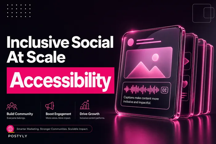 Inclusive social content at scale: avoid accessibility gaps with captioning templates, alt-text rules and QA flows