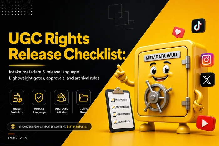 UGC rights and releases checklist: intake metadata, release language and archival rules for reusable assets
