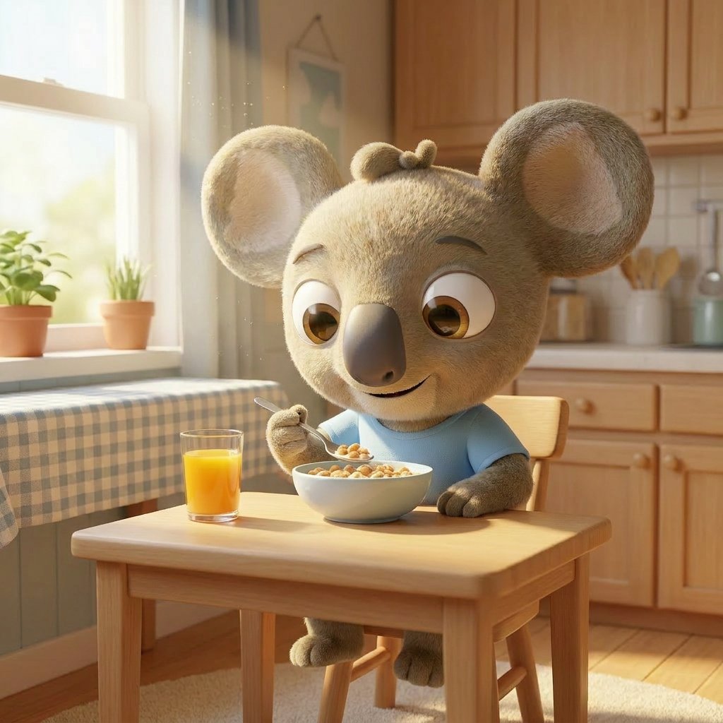Eating breakfast
