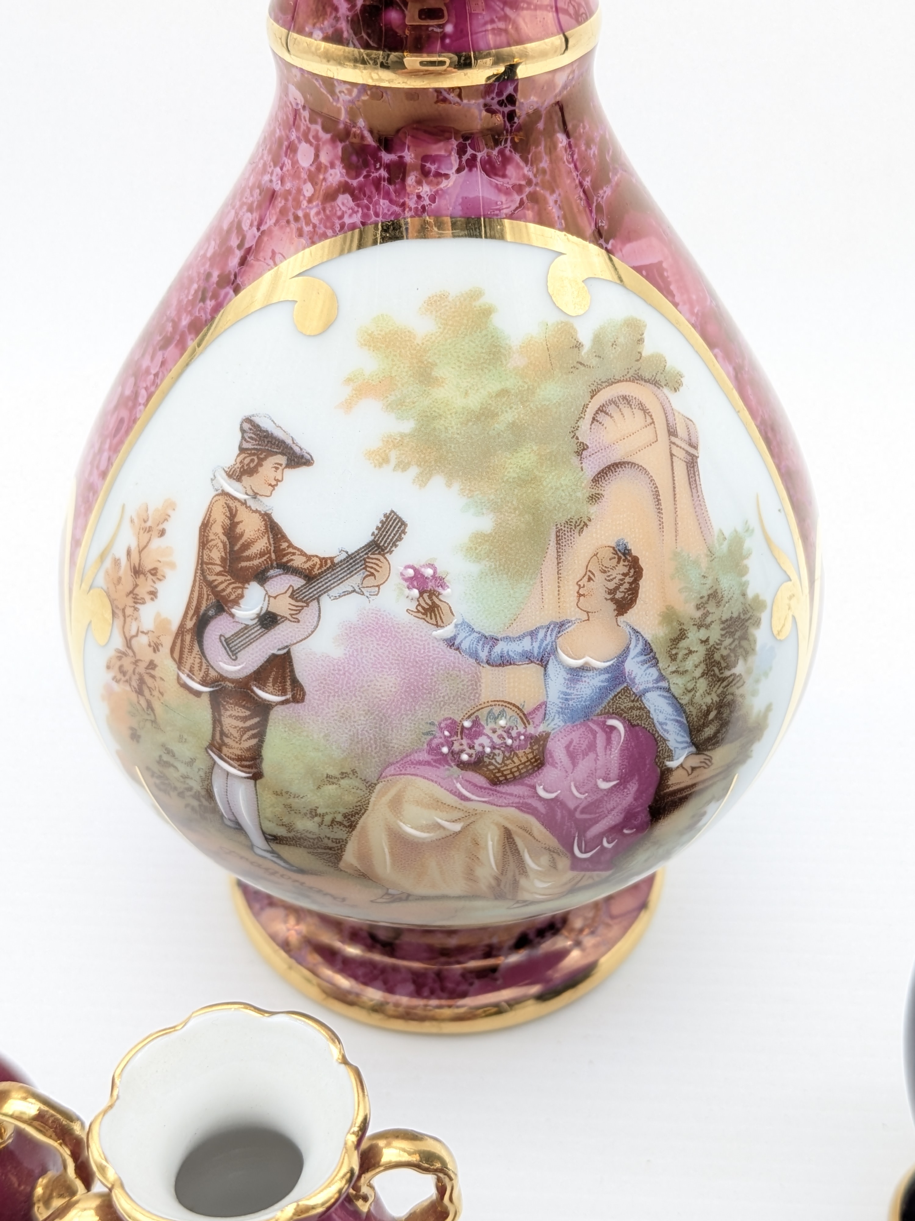 Monarch Porcelaine d'Art Limoges France Decorative Vase & Pitcher Set with Minatures — Lot 023