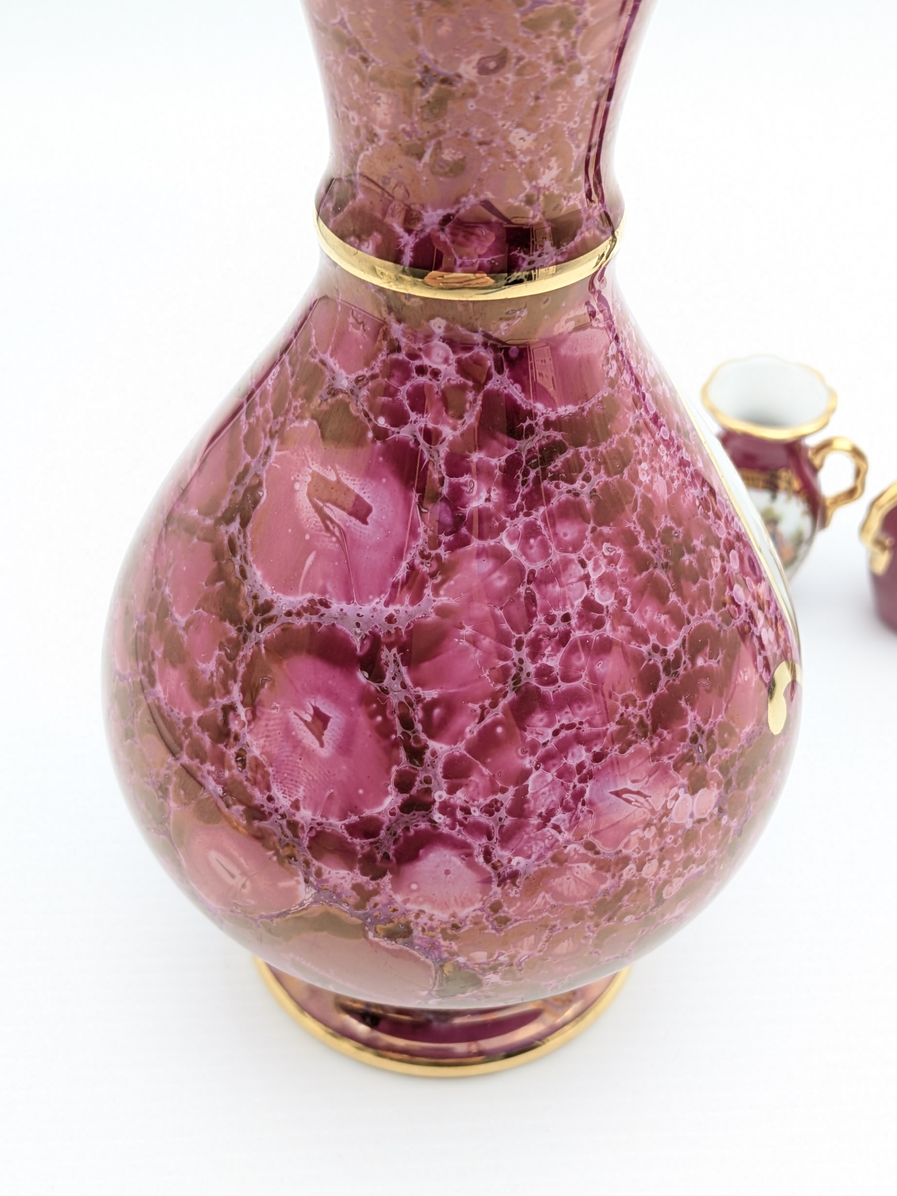 Monarch Porcelaine d'Art Limoges France Decorative Vase & Pitcher Set with Minatures — Lot 023, photograph 3