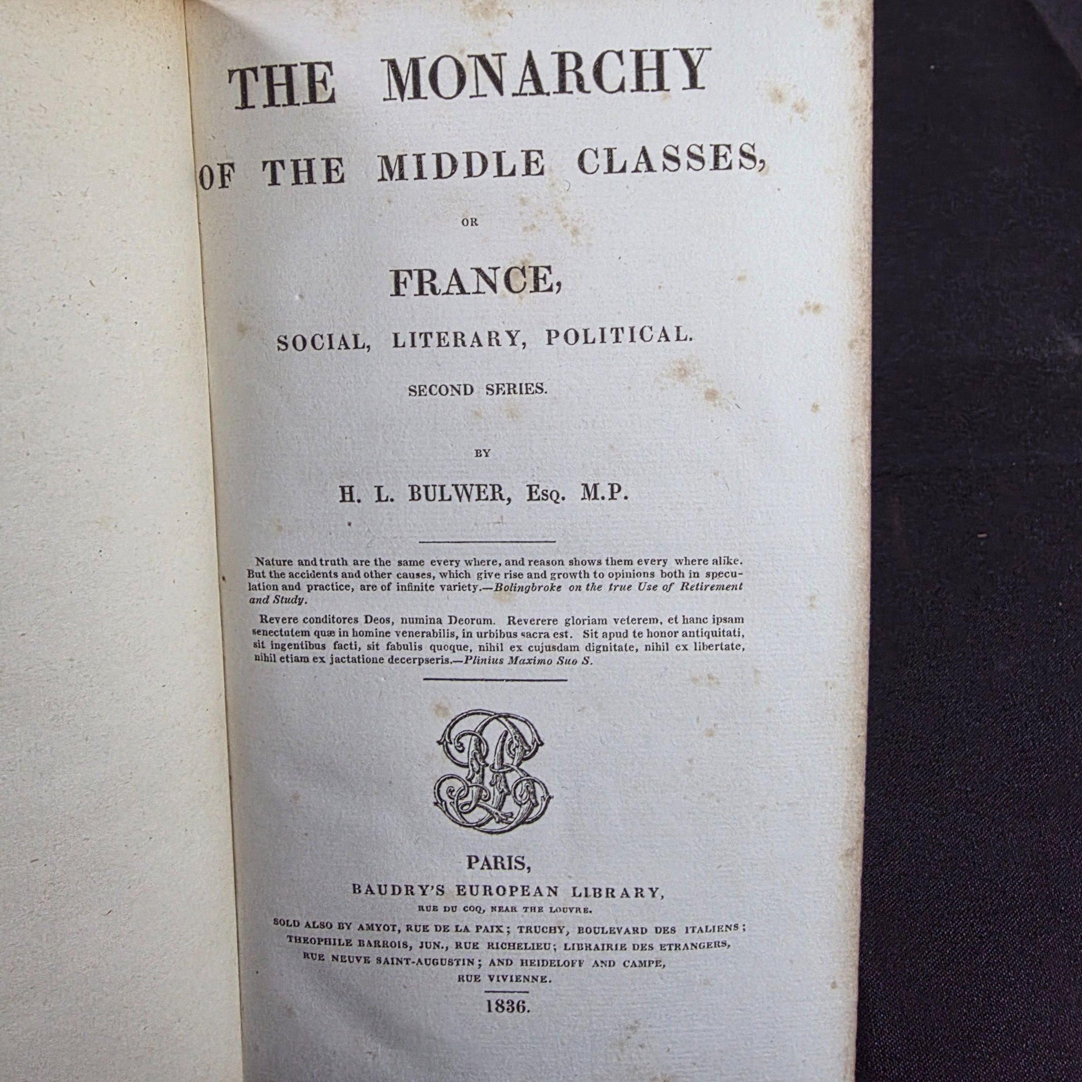 The Monarchy of the Middle Classes by H.L. Bulwer, 1836 — Lot 143, photograph 5