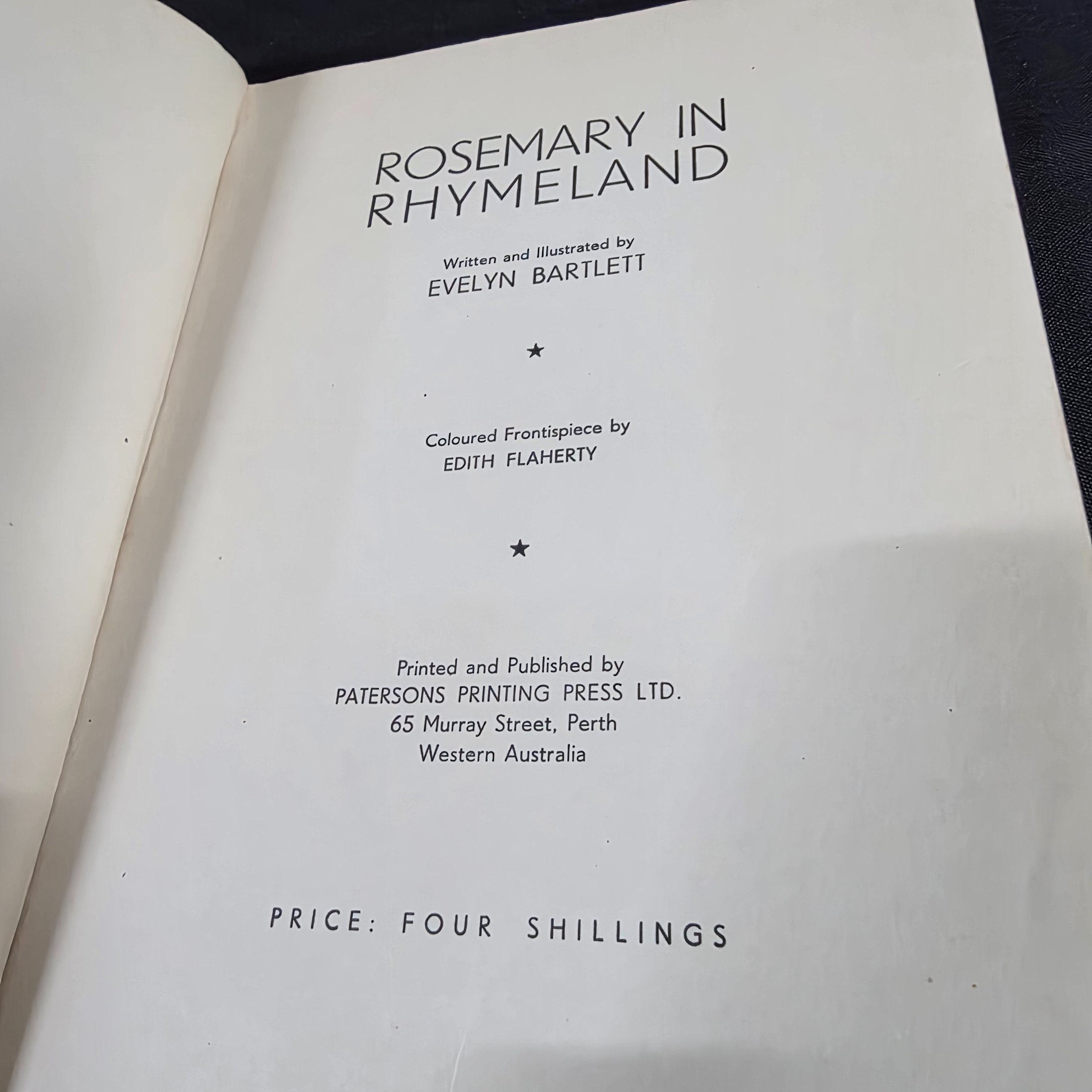 Vintage Perth Published Book: Rosemary in Rhymeland by Evelyn Bartlett — Lot 144, photograph 6