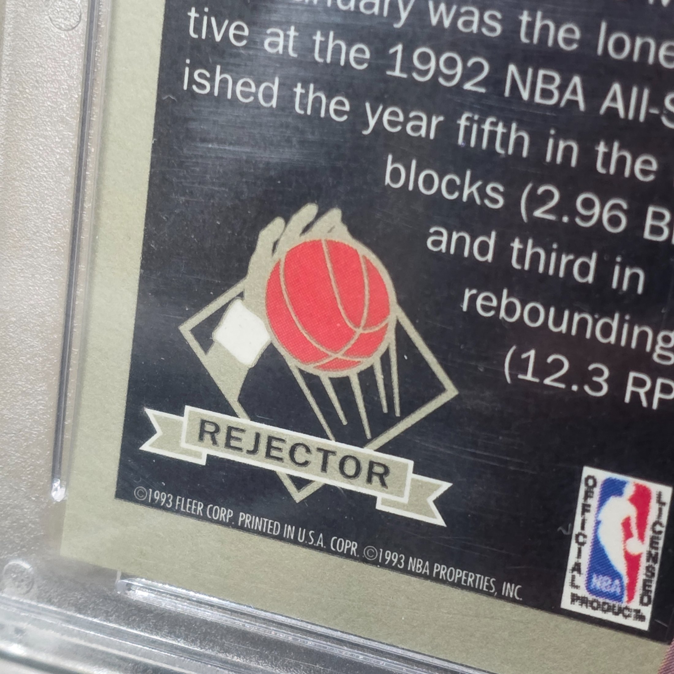 A professionally graded 1992 Fleer Ultra Rejector #2 basketball trading card featuring Dikembe Mutombo, achieving a GEM-MT 10 grade from GMC Grading. - View 6