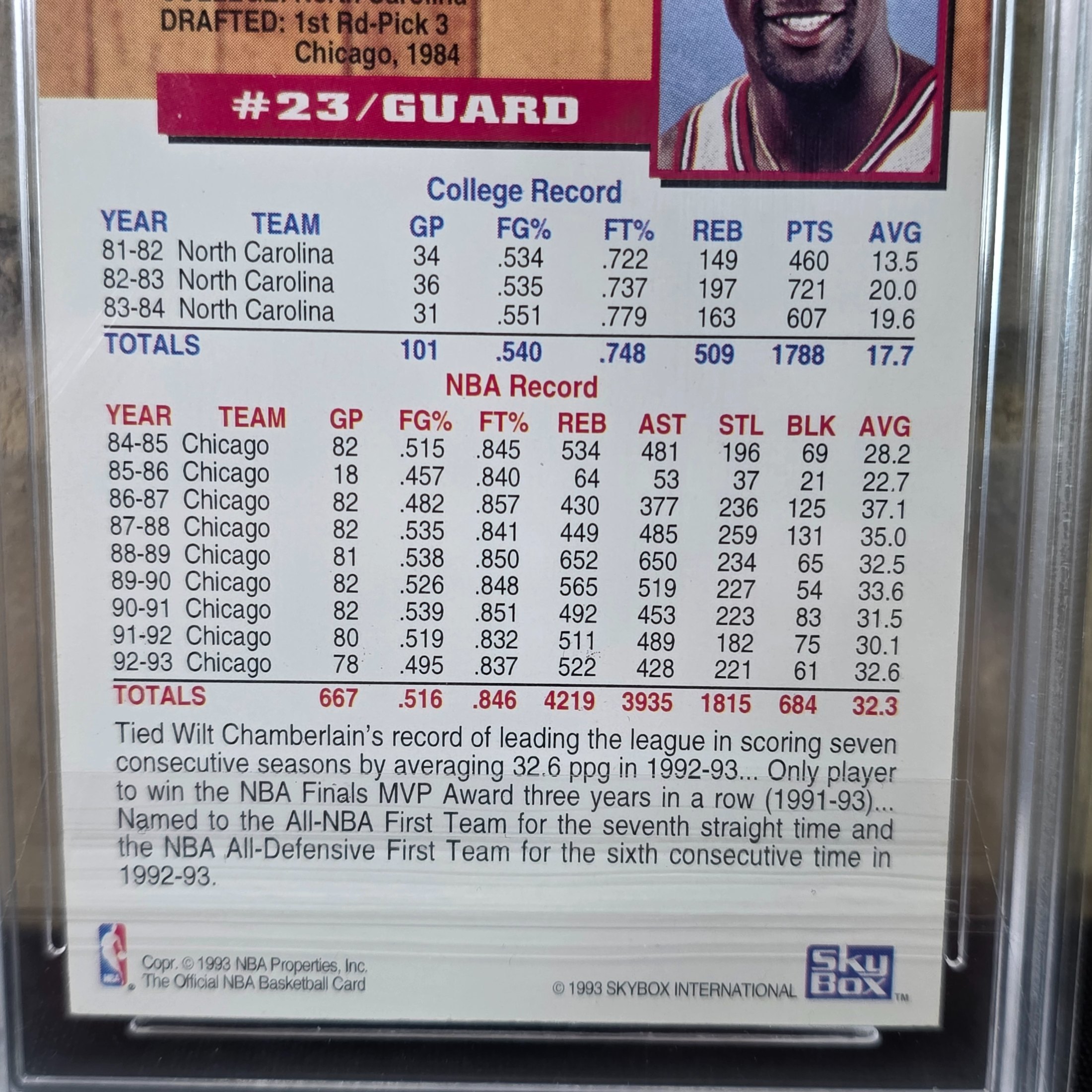 A 1993 Skybox NBA Hoops Michael Jordan #28 basketball trading card, professionally graded 6.5 (EX-NM+) by TCG Grading, featuring the iconic Chicago Bulls player. - View 4