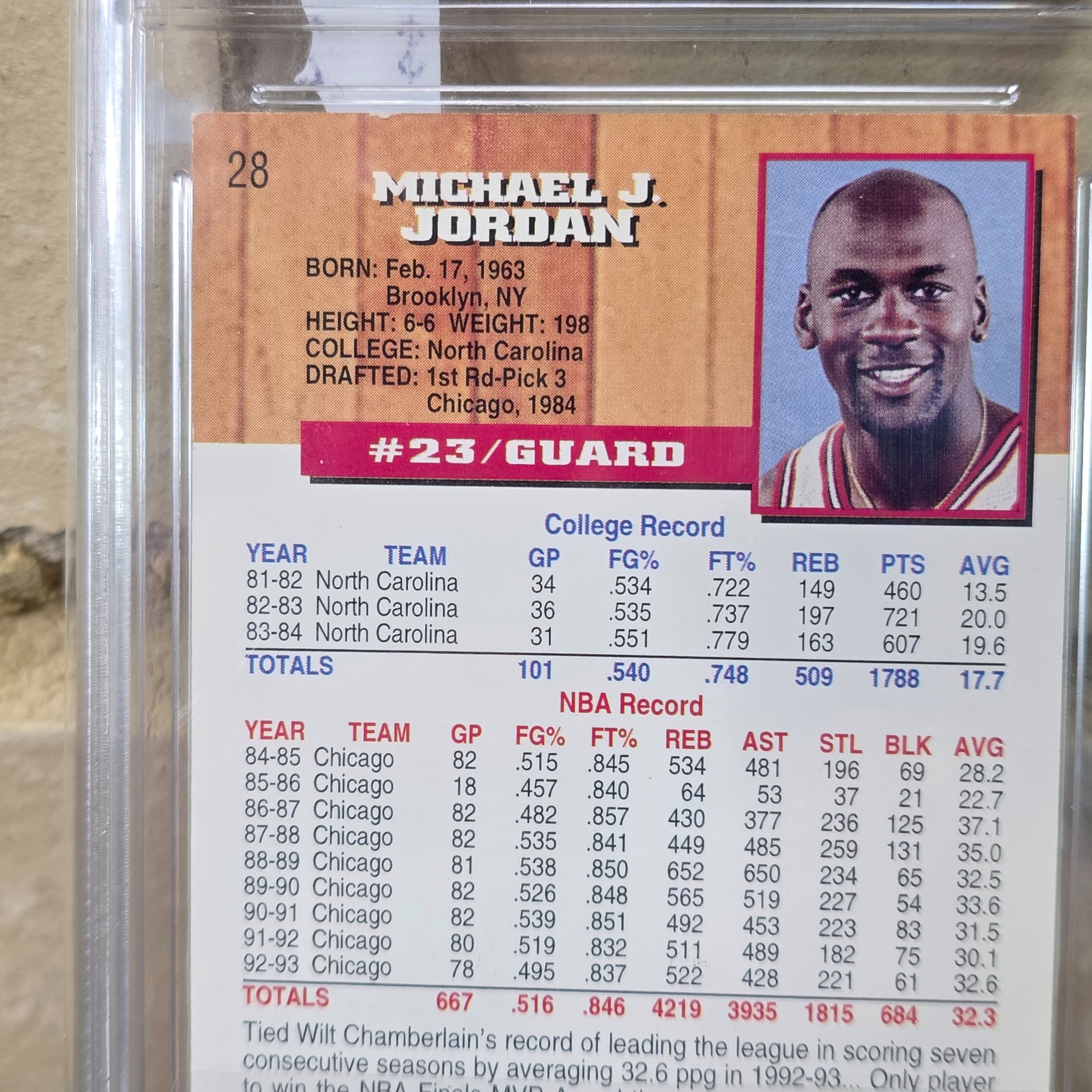 A 1993 Skybox NBA Hoops Michael Jordan #28 basketball trading card, professionally graded 6.5 (EX-NM+) by TCG Grading, featuring the iconic Chicago Bulls player. - View 5
