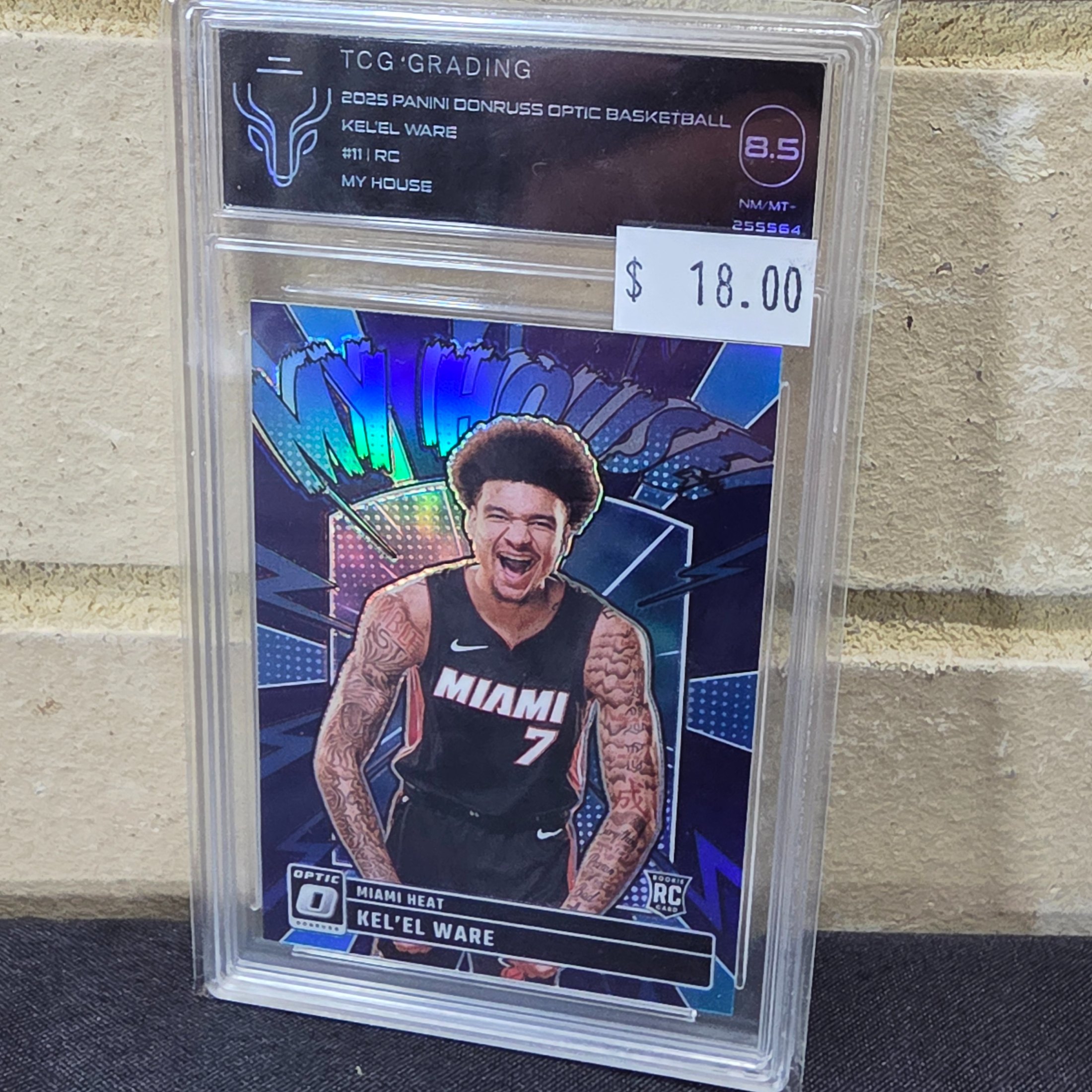 A 2025 Panini Donruss Optic Basketball Kel'el Ware 'My House' Rookie Card #11, graded 8.5 NM/MT+ by TCG Grading.