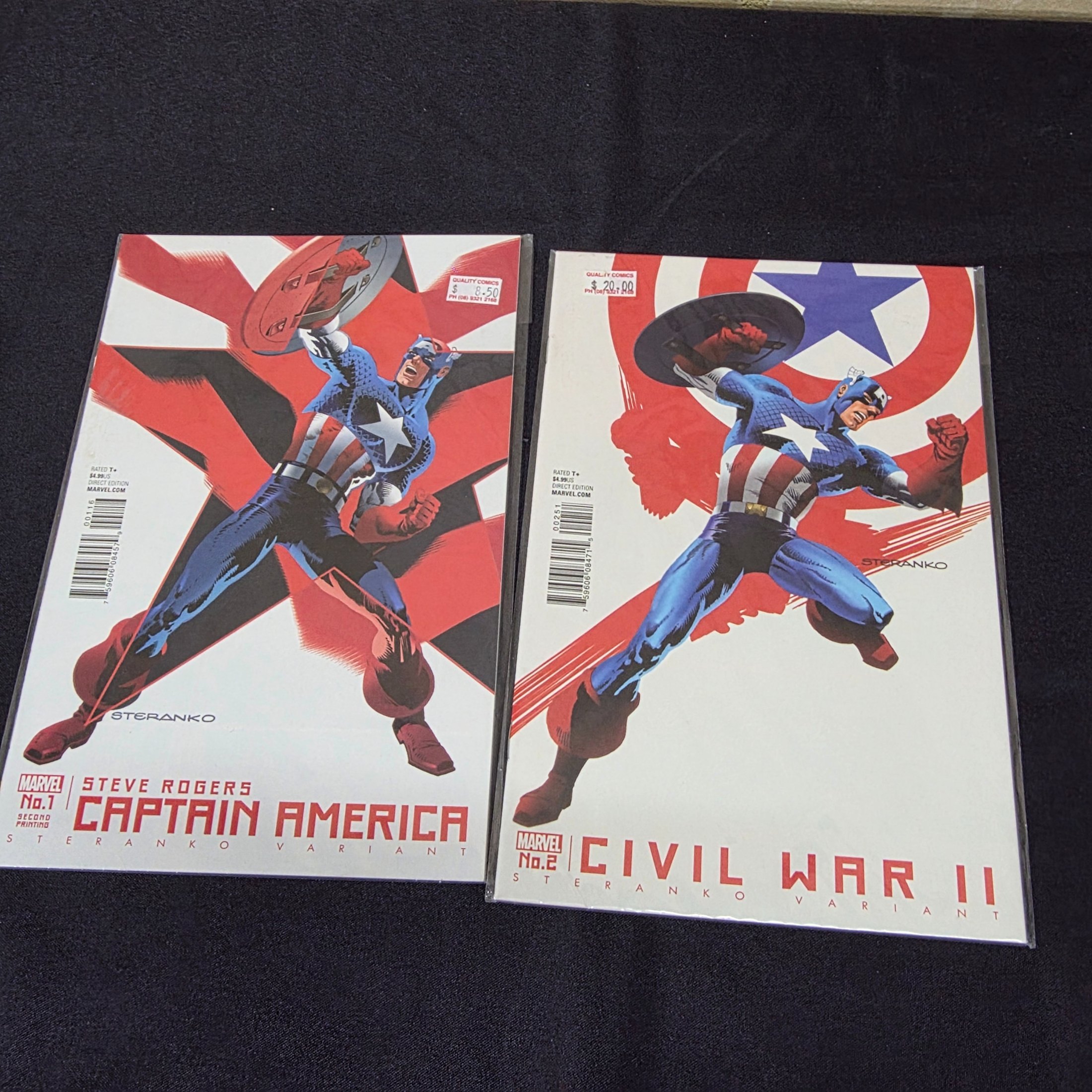 Marvel Steve Rogers Captain America No.1 & Civil War II No.2 Steranko Variant Comic Books — Lot 178, photograph 1