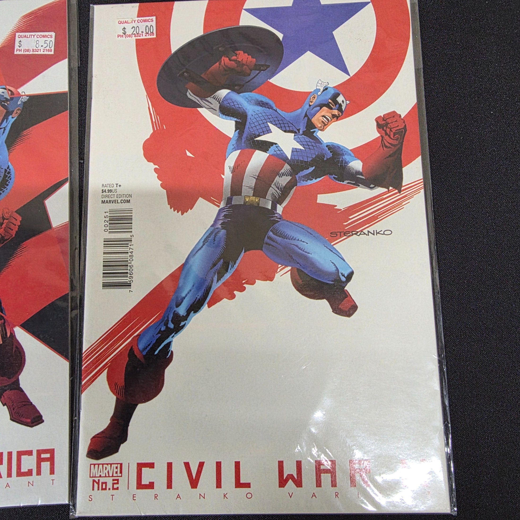 Marvel Steve Rogers Captain America No.1 & Civil War II No.2 Steranko Variant Comic Books — Lot 178, photograph 7
