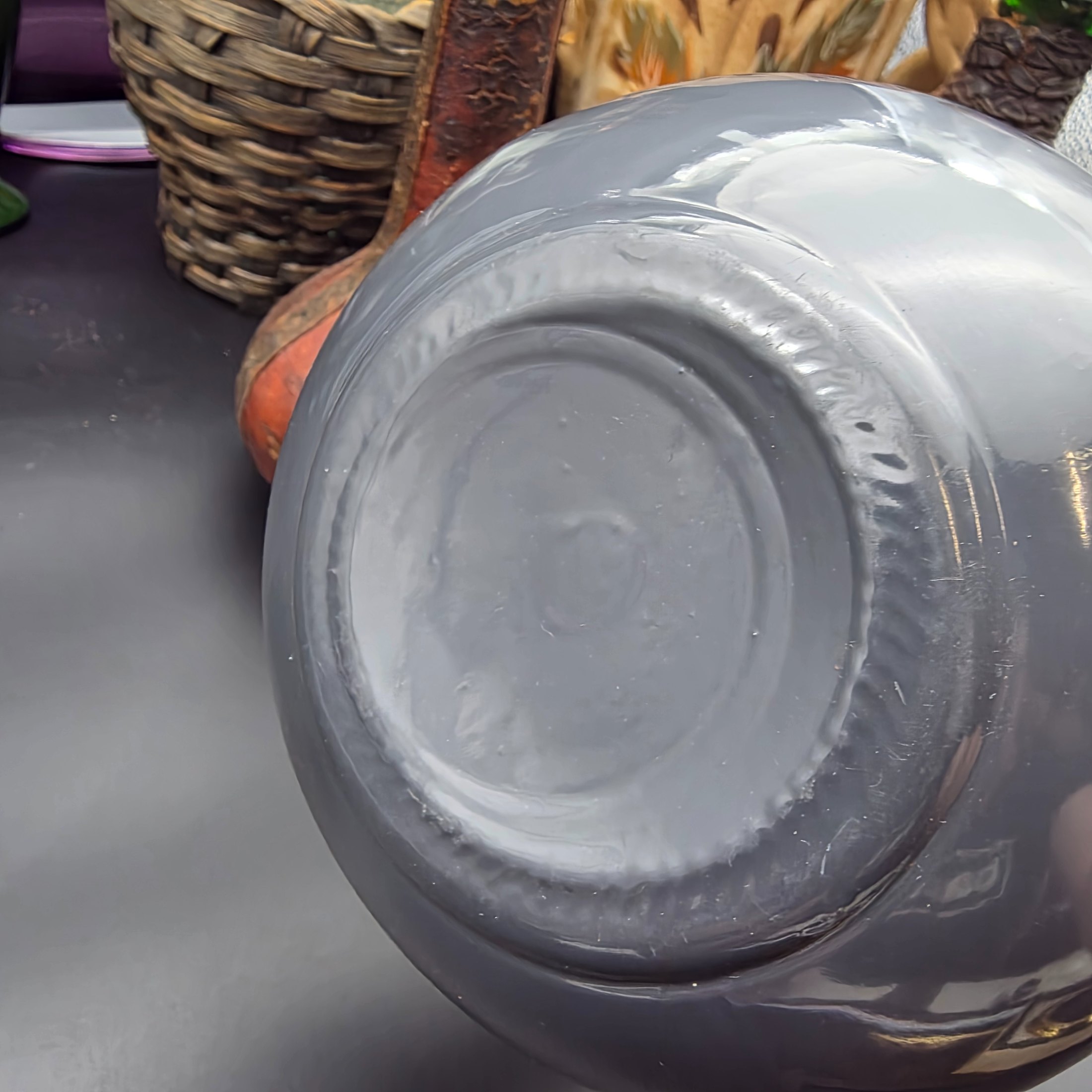 A mixed lot of vintage decorative items including wicker and leather-wrapped glass bottles, ceramic vases from Hamilton England, and an empty Otard XO Cognac bottle. - View 5