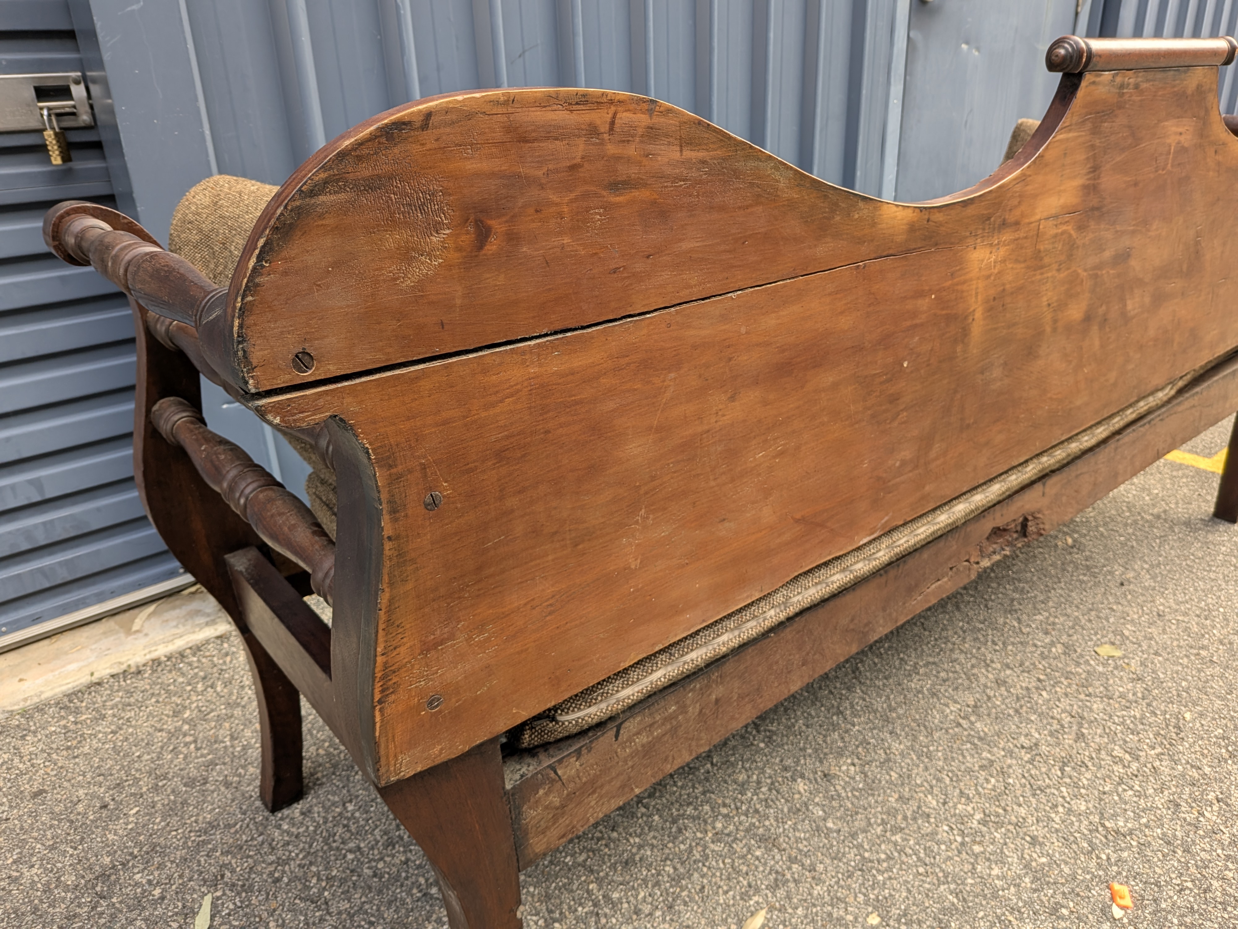 1860's Colonial Miner's Jarrah Daybed / Chaise Longue with Upholstered Cushions — Lot 001, photograph 8