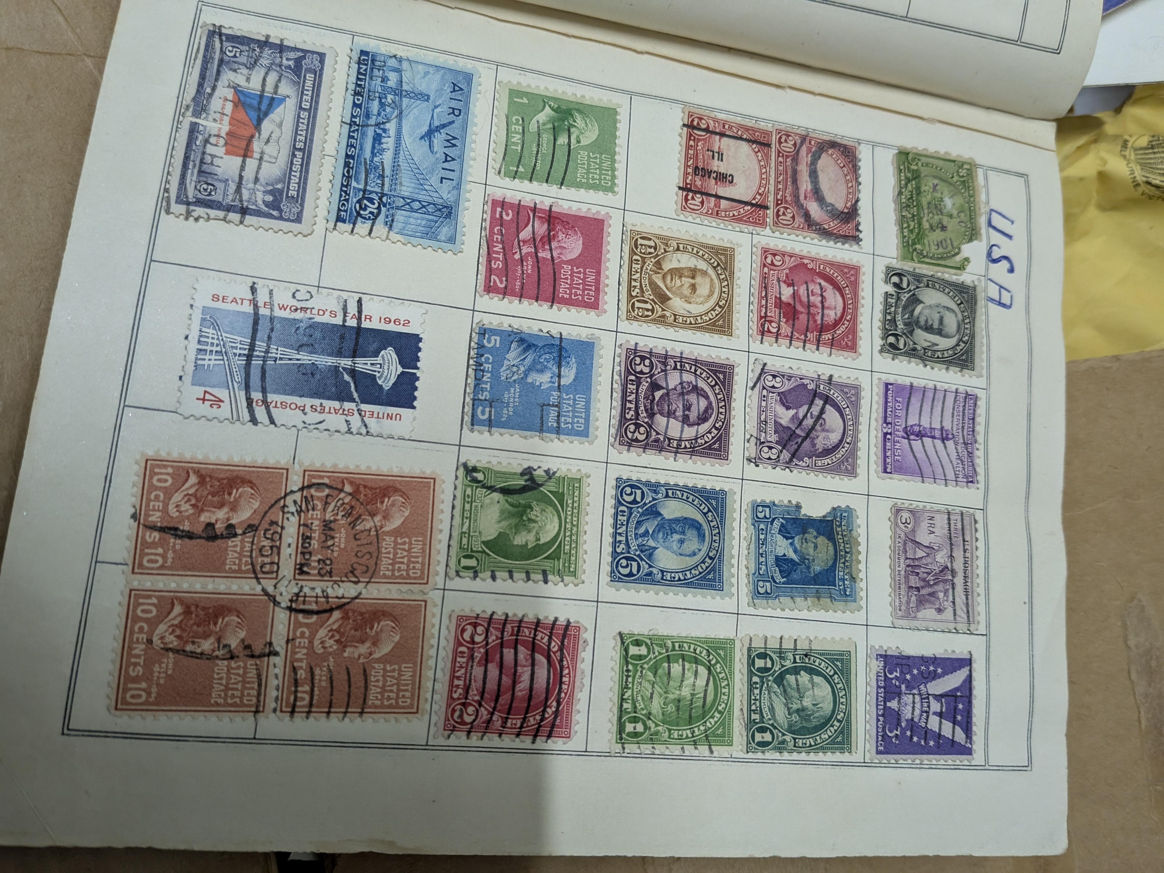 A substantial box lot containing a diverse collection of Australian and international postage stamps, housed in various albums and loose. - View 5