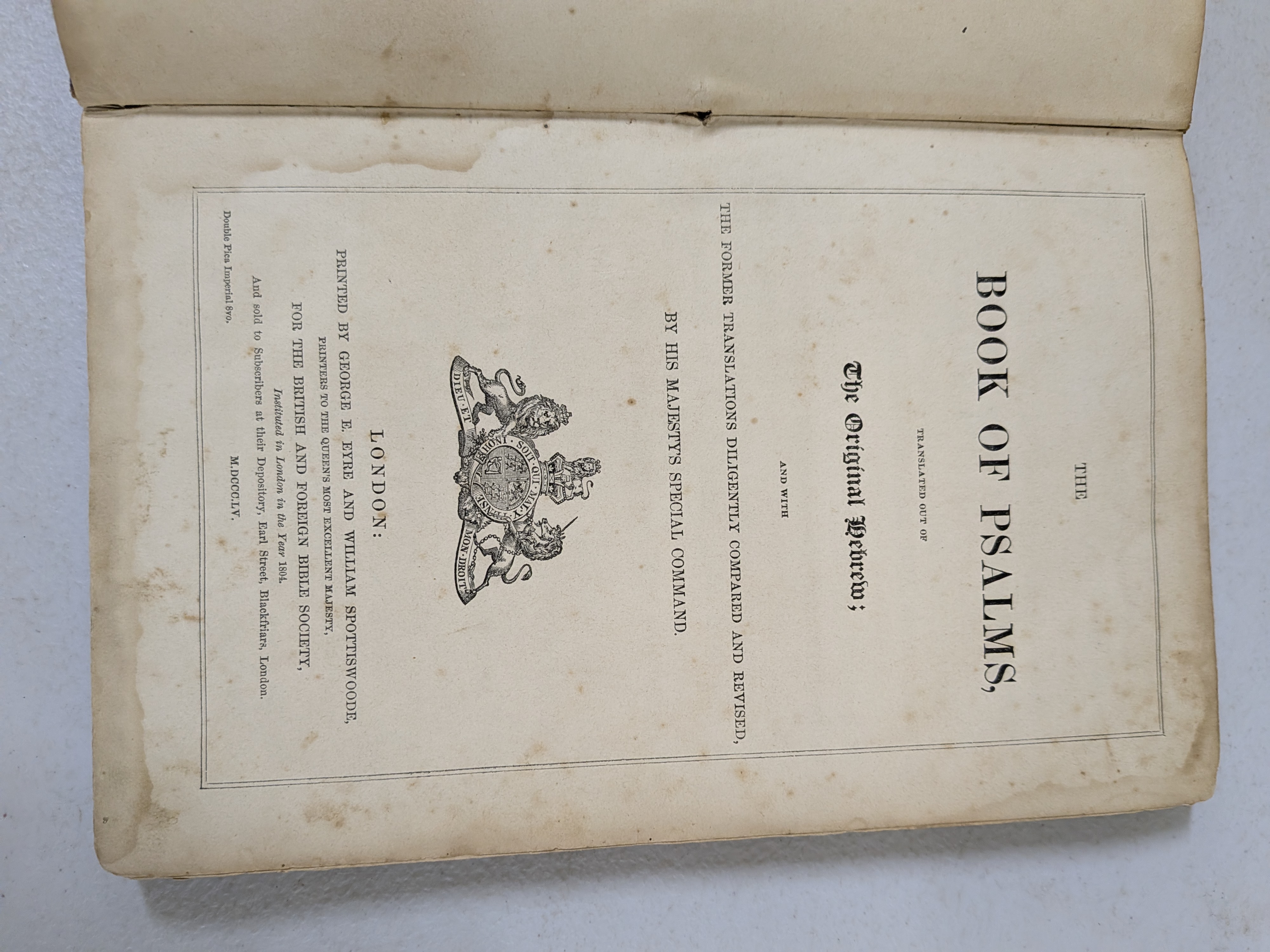 The Book of Psalms, Published 1855 by British and Foreign Bible Society — Lot 101, photograph 6