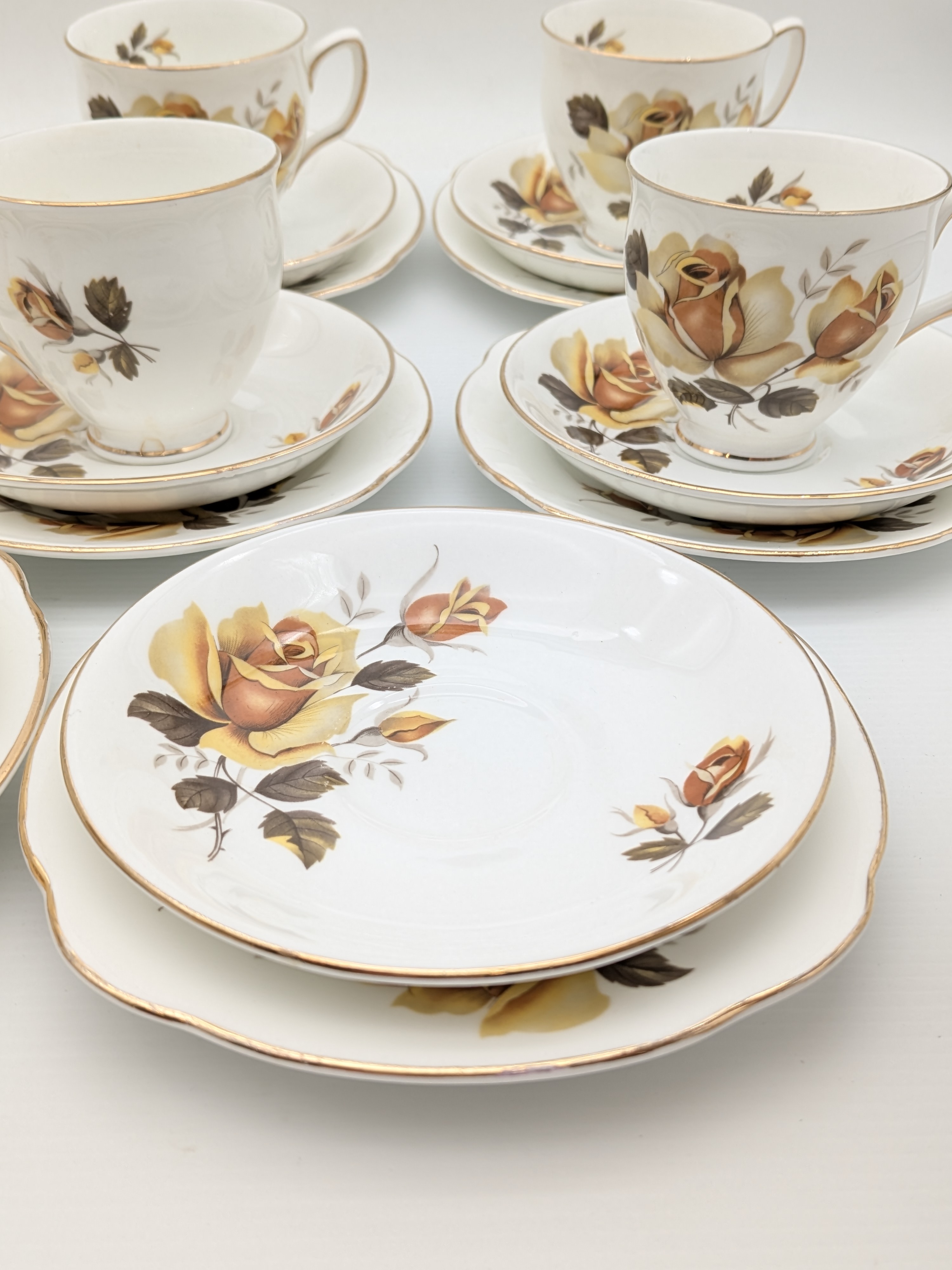 Duchess Eight Trios: Bone China Tea Set, Yellow Rose Pattern — Lot 053, photograph 4