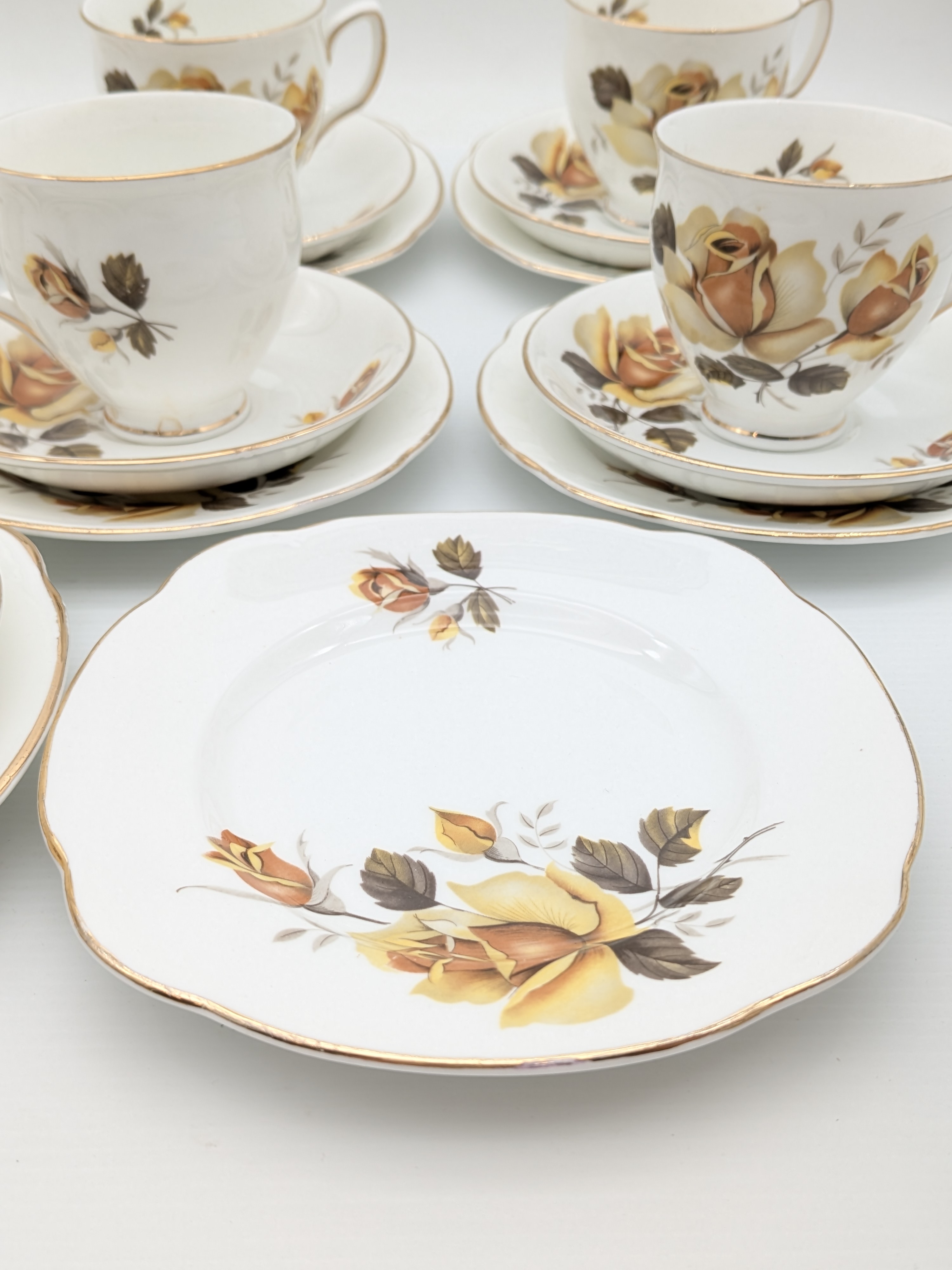 Duchess Eight Trios: Bone China Tea Set, Yellow Rose Pattern — Lot 053, photograph 5