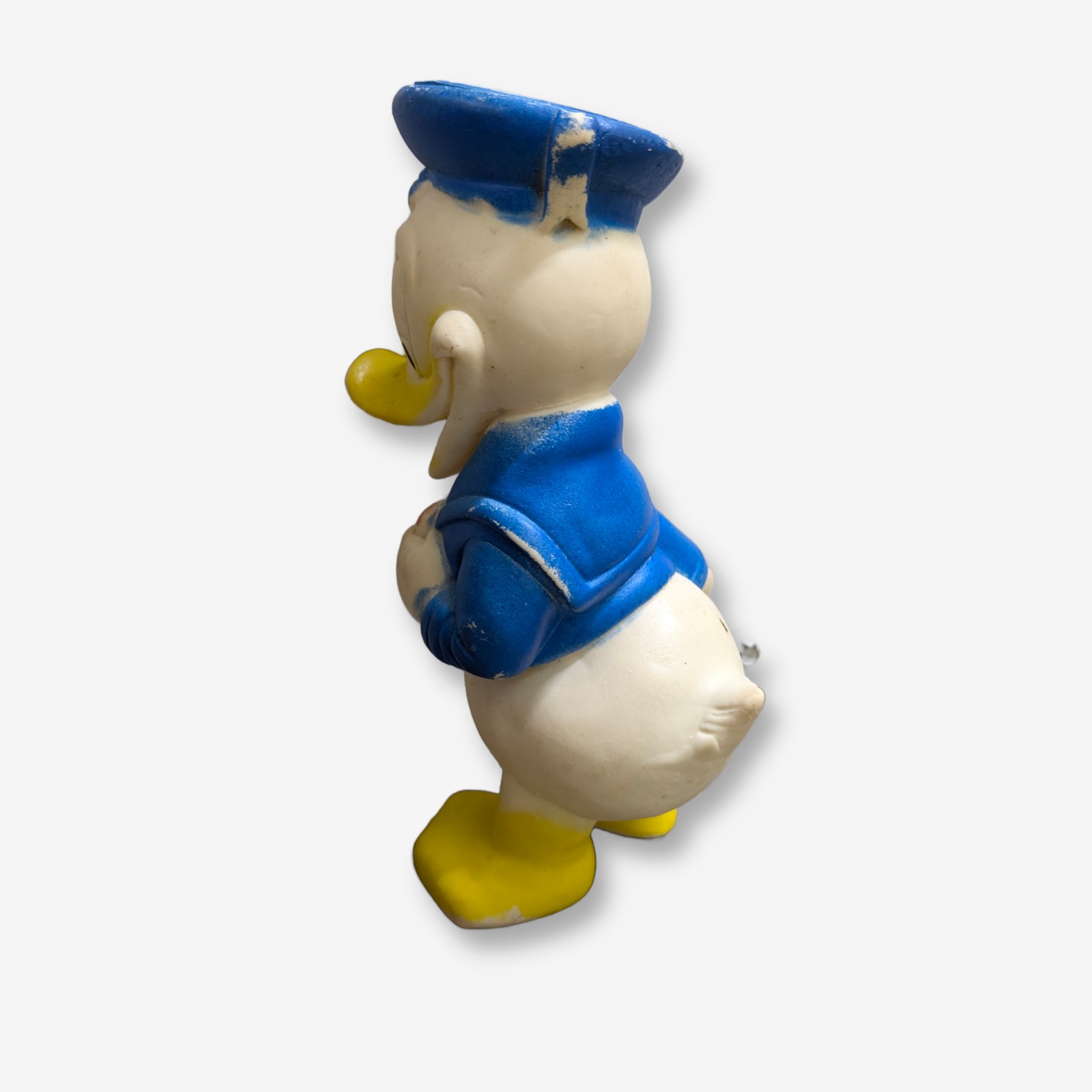 A charming vintage Walt Disney Donald Duck figure, likely dating from the mid-20th century, crafted from soft rubber or vinyl and depicted in his iconic sailor suit. - View 3