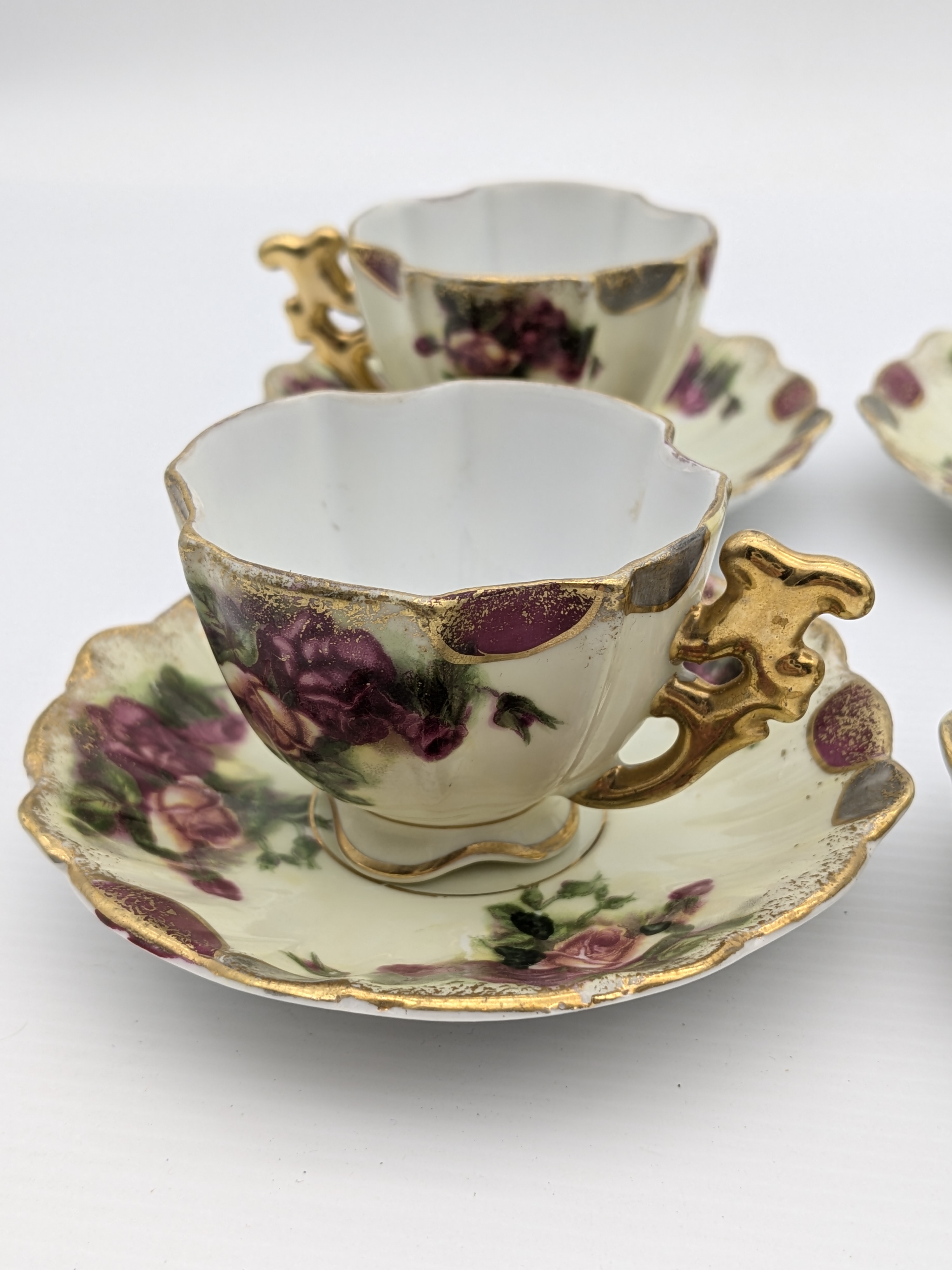 Vintage Japanese 'NBS' Hand-Painted Teacup & Saucer Set, Gold Accents — Lot 060, photograph 2