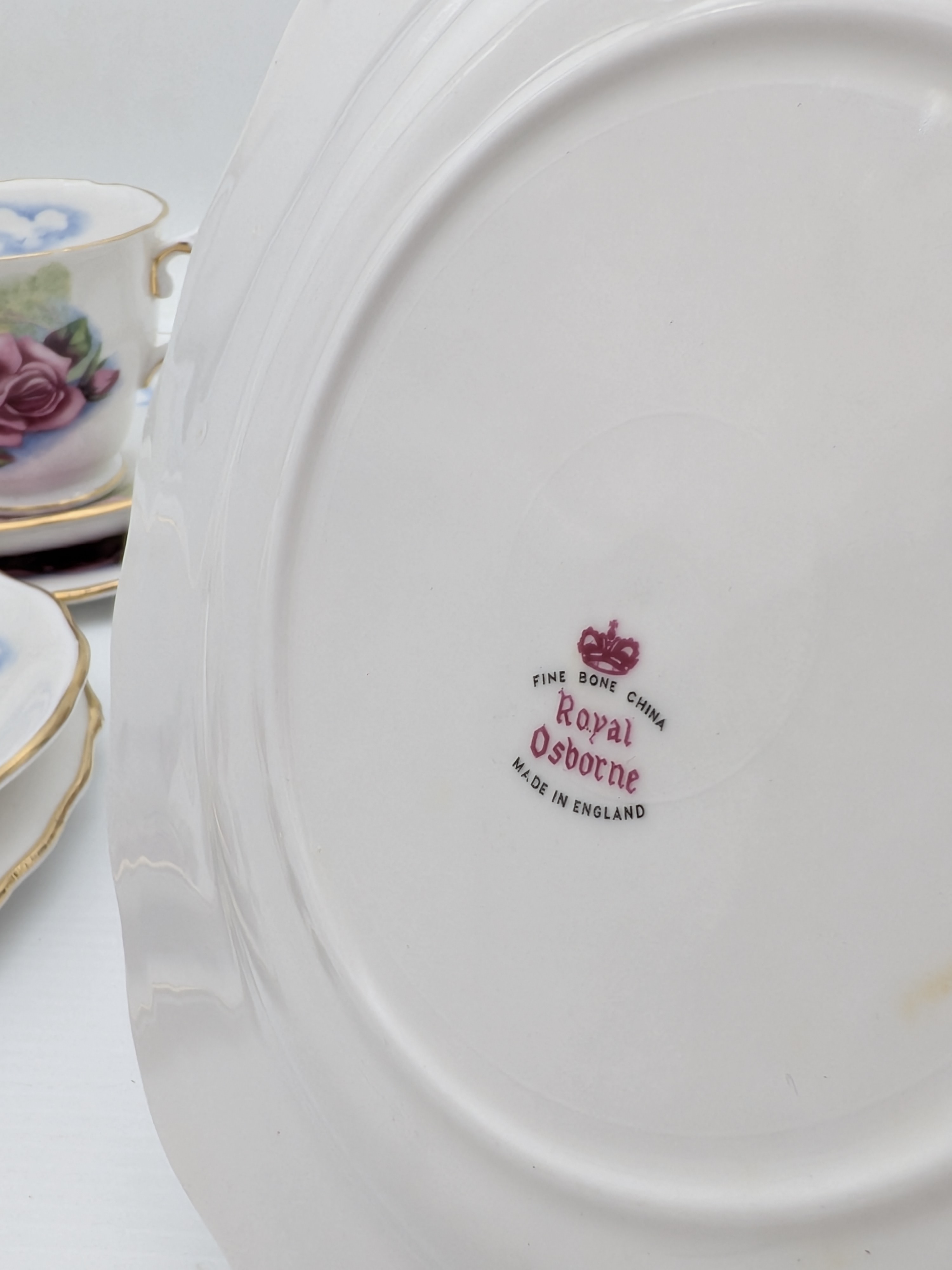 Vintage Royal Osborne Fine Bone China 'Pink Rose' Tea Trios (6 Sets) — Lot 065, photograph 6