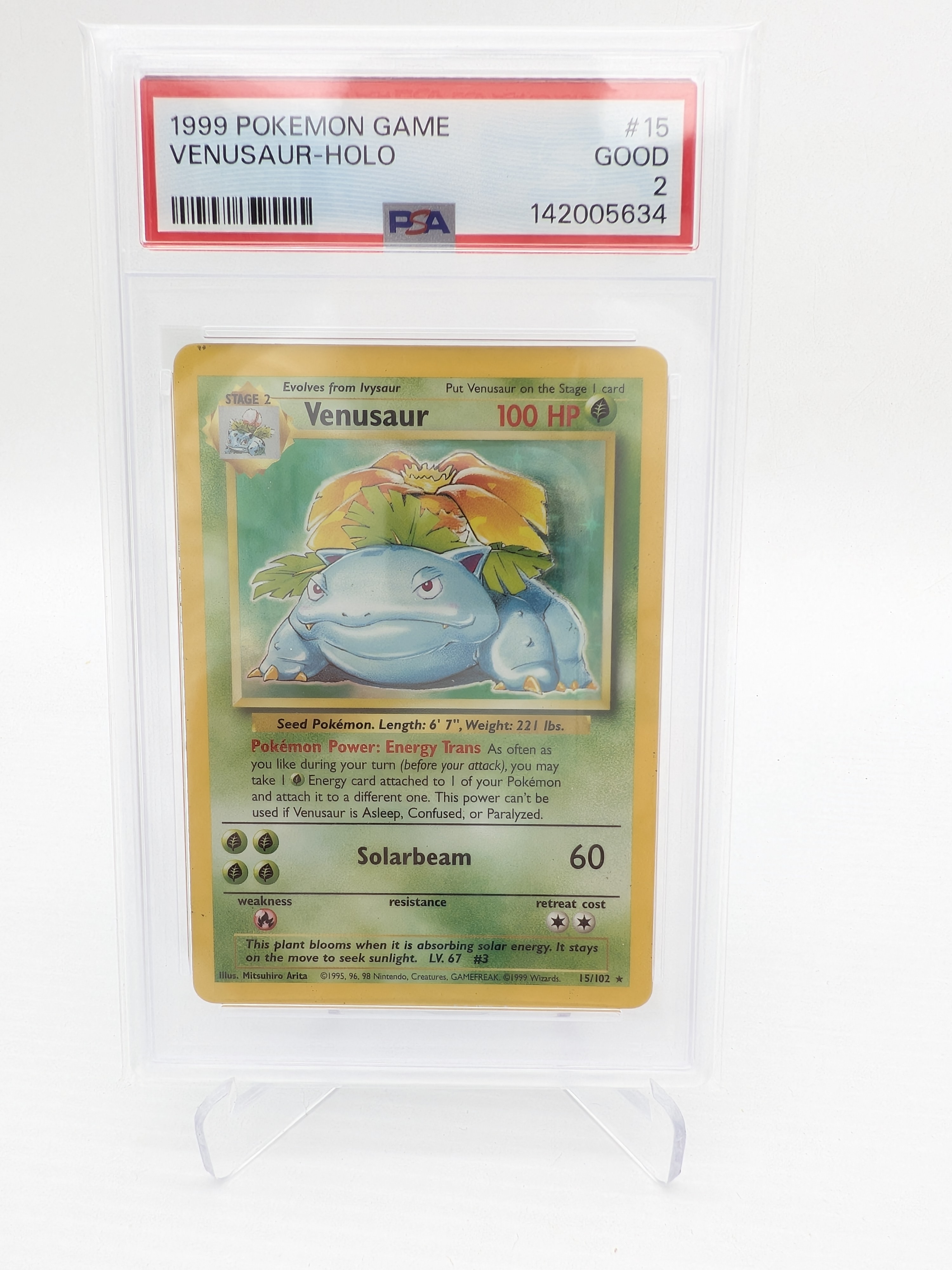 Base Set (Unlimited) Venusaur #15 Holofoil Holo Rare Graded PSA 2.0 — Lot 003